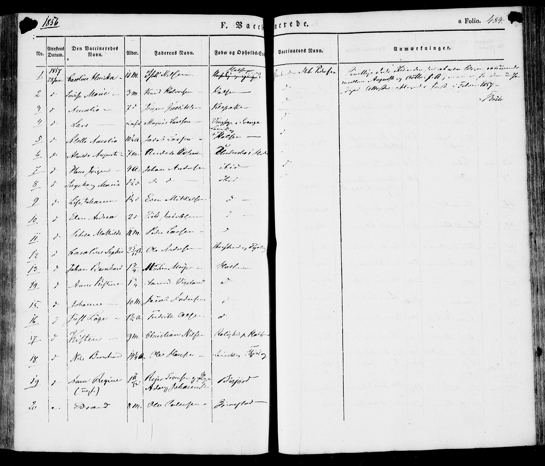 Tjølling kirkebøker, SAKO/A-60/F/Fa/L0006: Parish register (official) no. 6, 1835-1859, p. 484