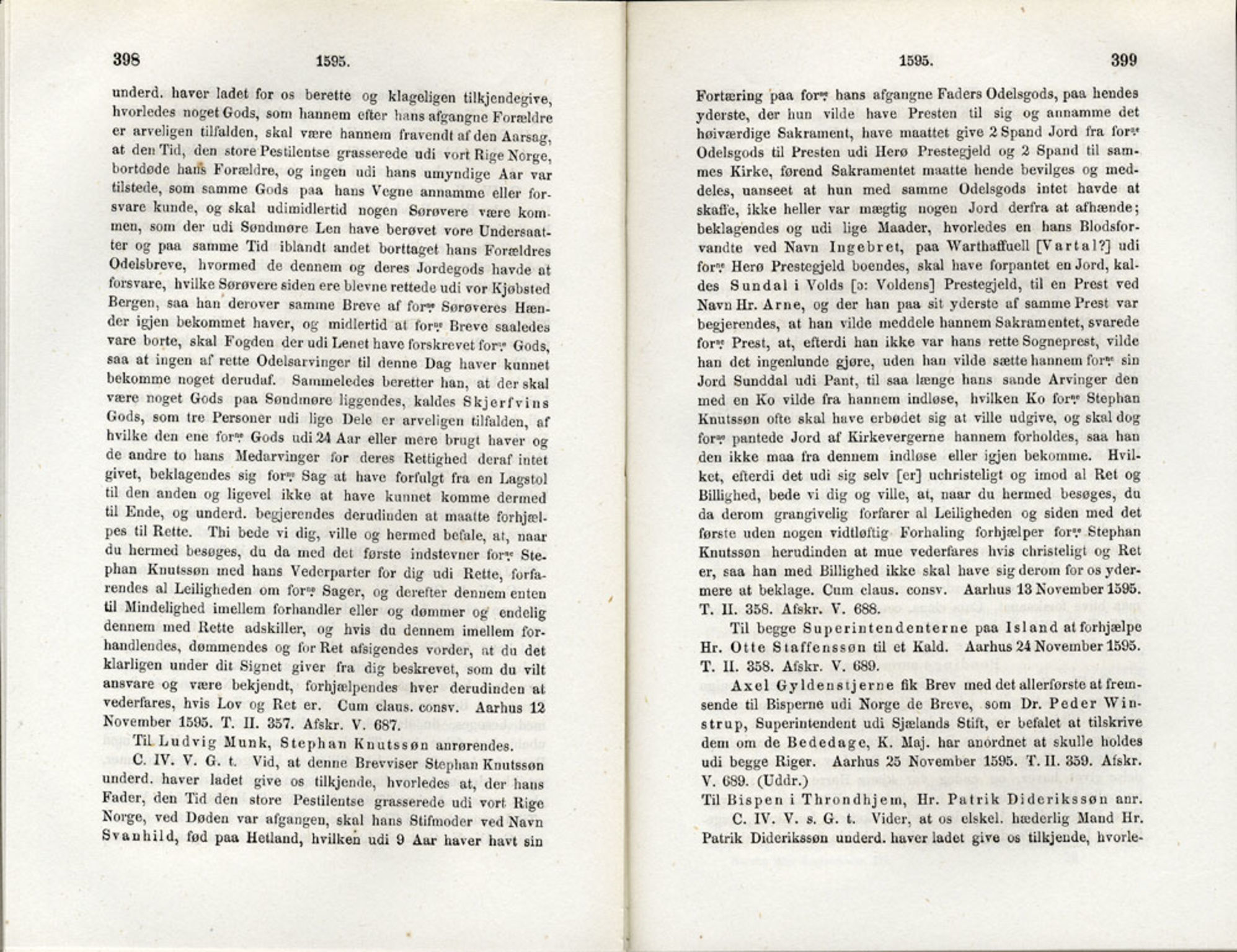 Publikasjoner utgitt av Det Norske Historiske Kildeskriftfond, PUBL/-/-/-: Norske Rigs-Registranter, bind 3, 1588-1602, p. 398-399