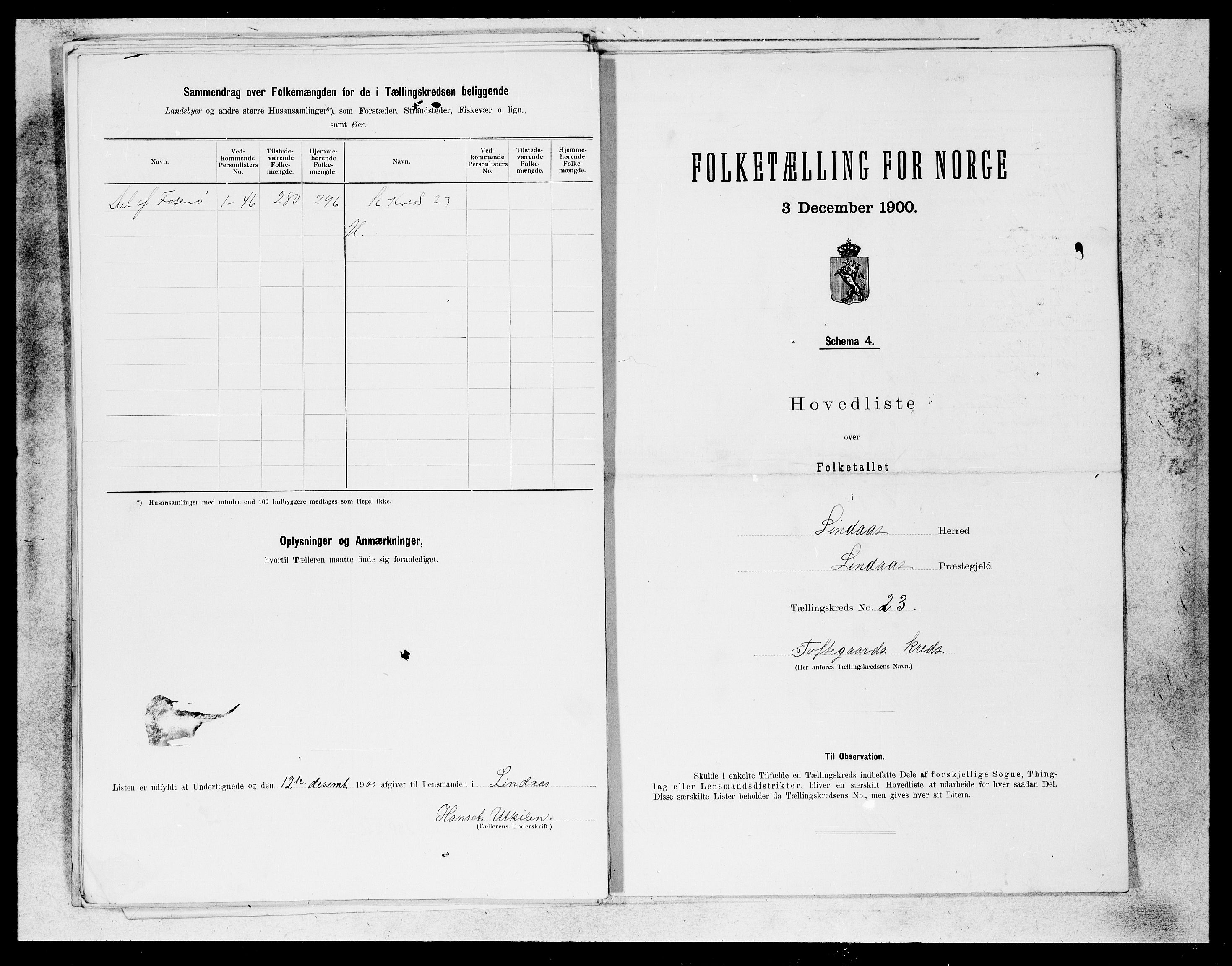 SAB, 1900 census for Lindås, 1900, p. 47