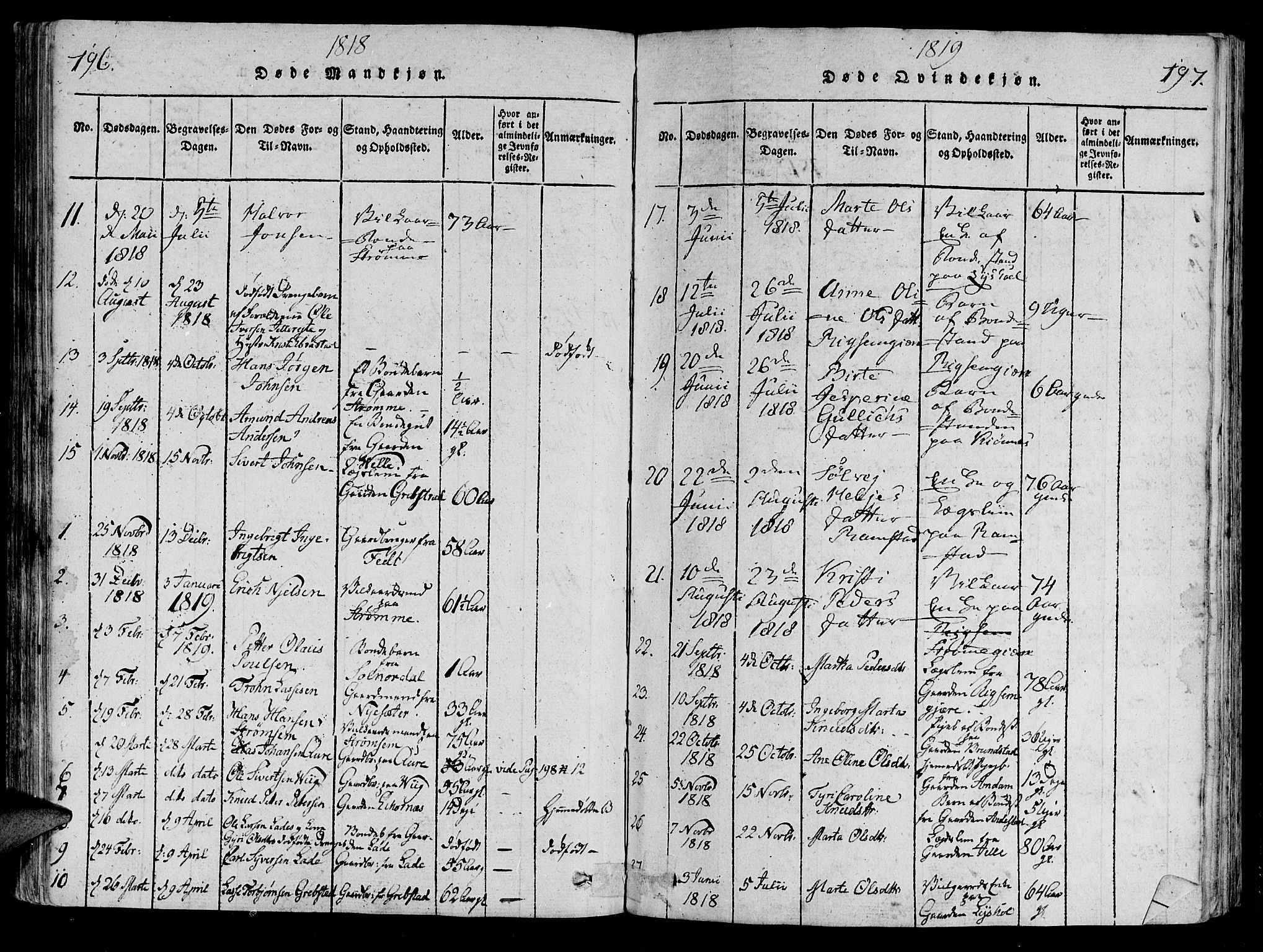 Ministerialprotokoller, klokkerbøker og fødselsregistre - Møre og Romsdal, SAT/A-1454/522/L0310: Parish register (official) no. 522A05, 1816-1832, p. 196-197