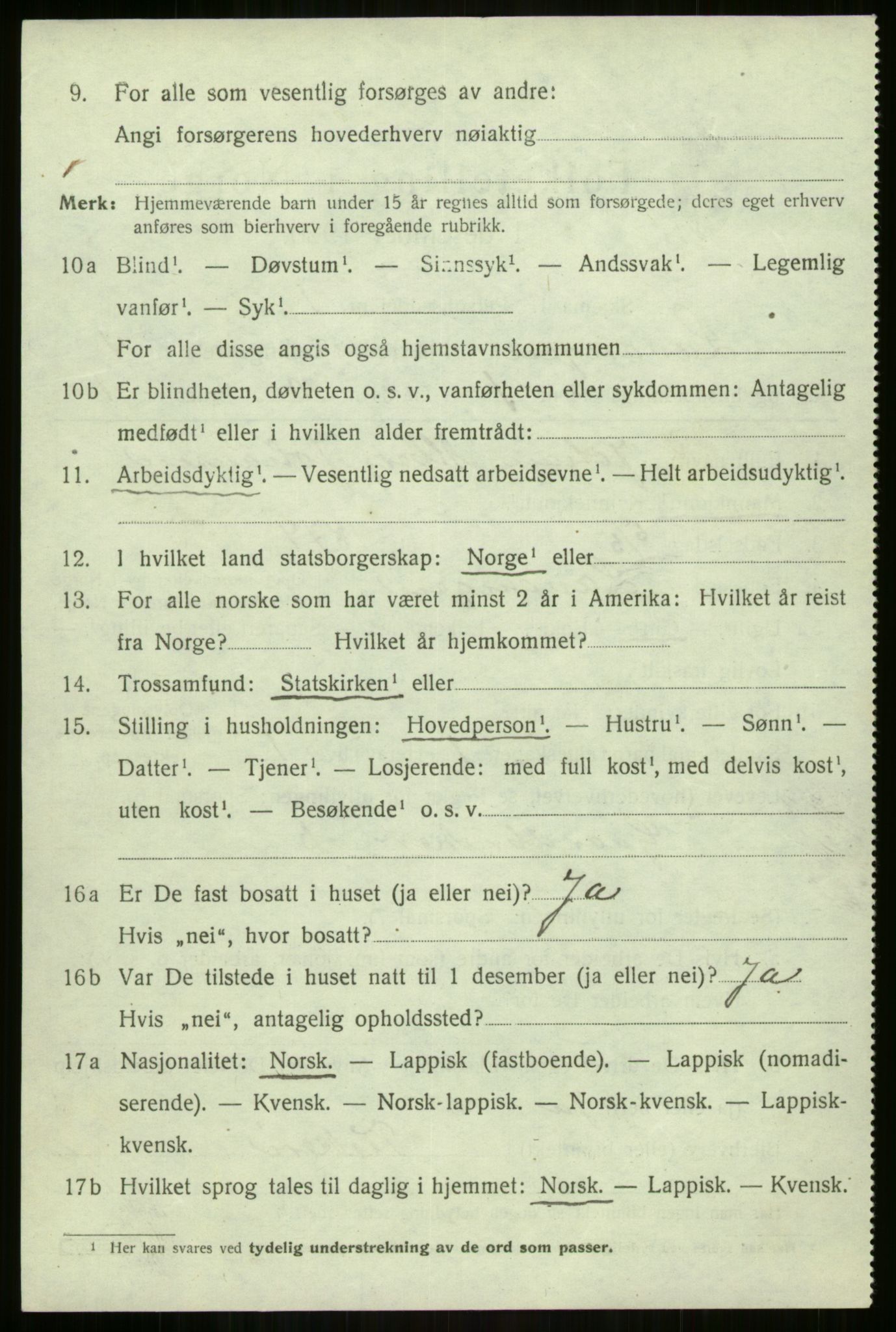 SATØ, 1920 census for Lavangen, 1920, p. 1906