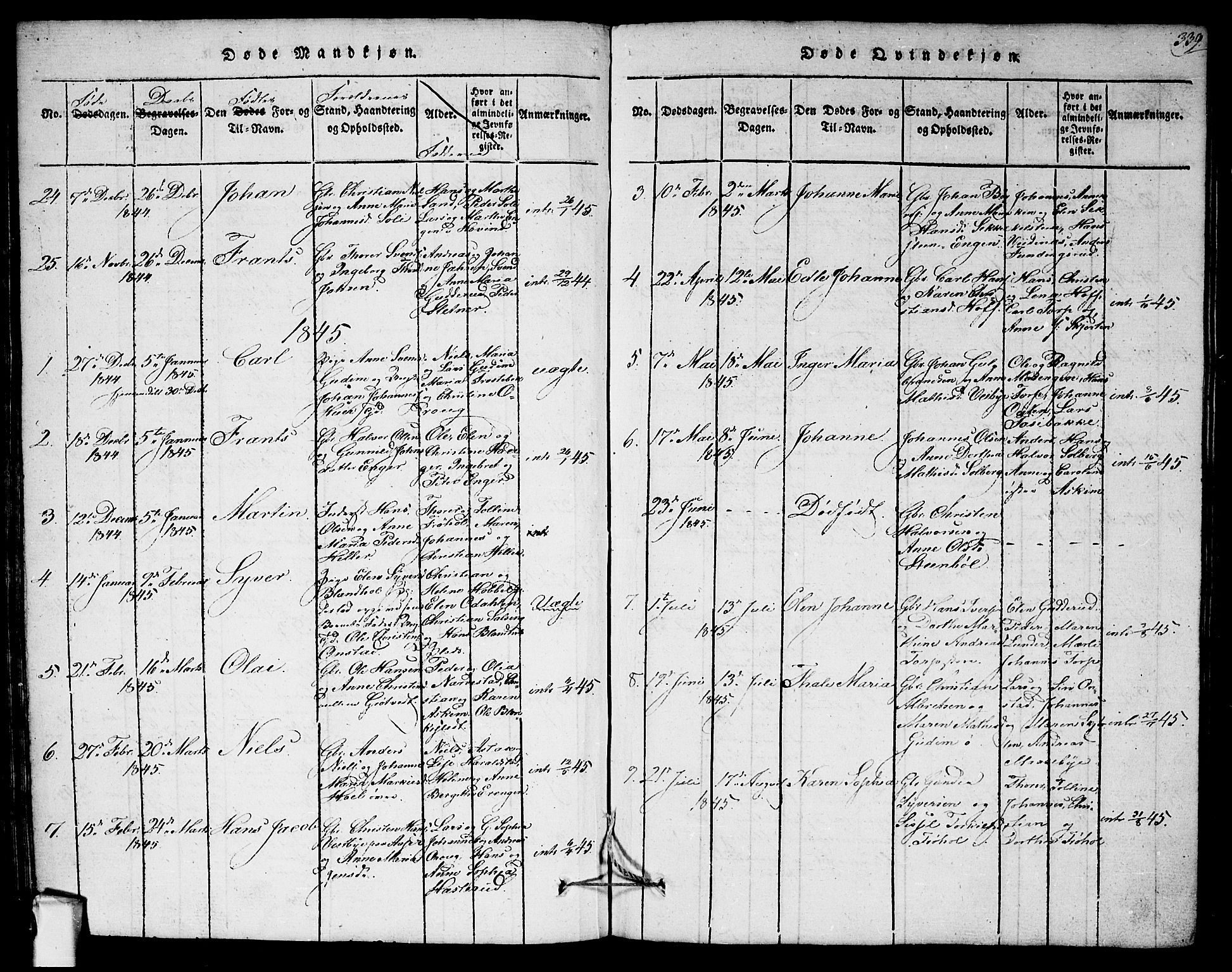 Askim prestekontor Kirkebøker, AV/SAO-A-10900/G/Ga/L0001: Parish register (copy) no. 1, 1817-1846, p. 338-339