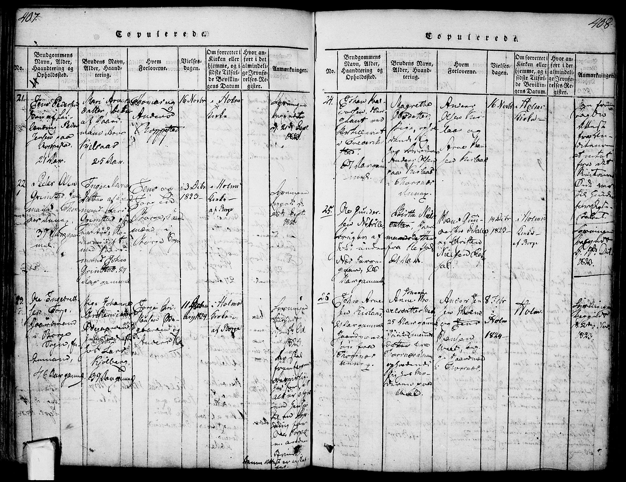 Borge prestekontor Kirkebøker, SAO/A-10903/F/Fa/L0003: Parish register (official) no. I 3, 1815-1836, p. 407-408