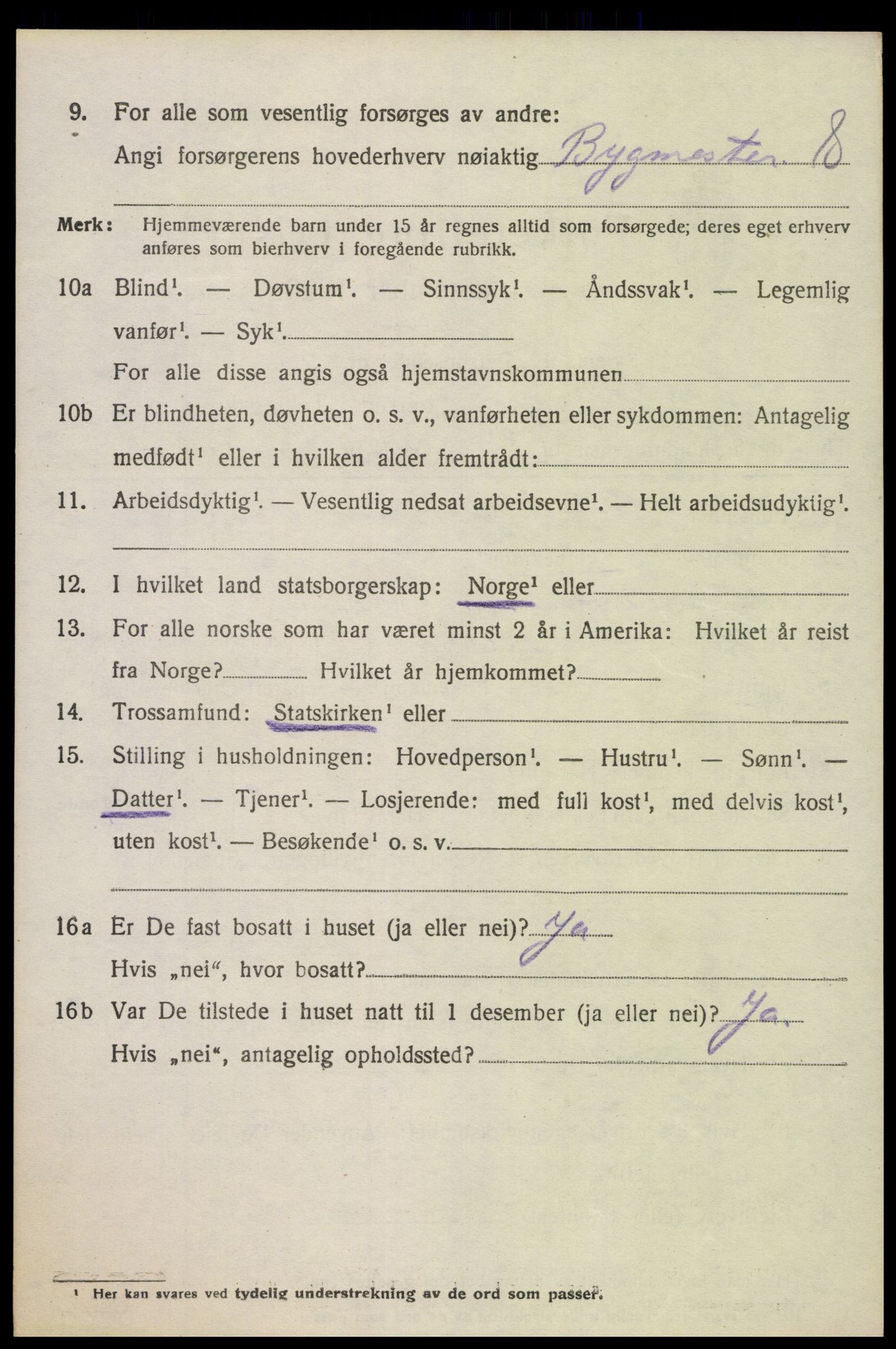 SAK, 1920 census for Oddernes, 1920, p. 4678