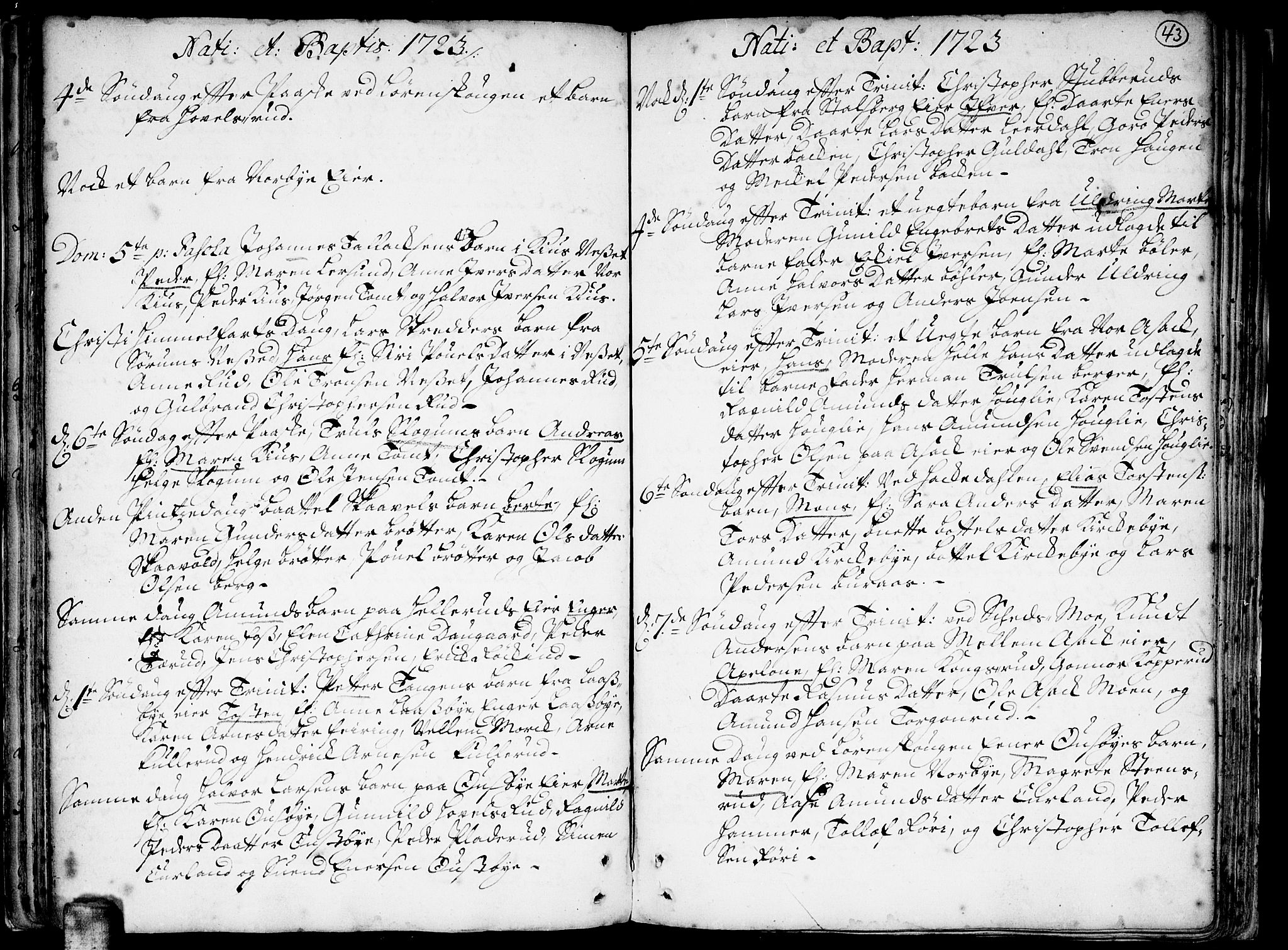 Skedsmo prestekontor Kirkebøker, SAO/A-10033a/F/Fa/L0002: Parish register (official) no. I 2, 1715-1727, p. 43