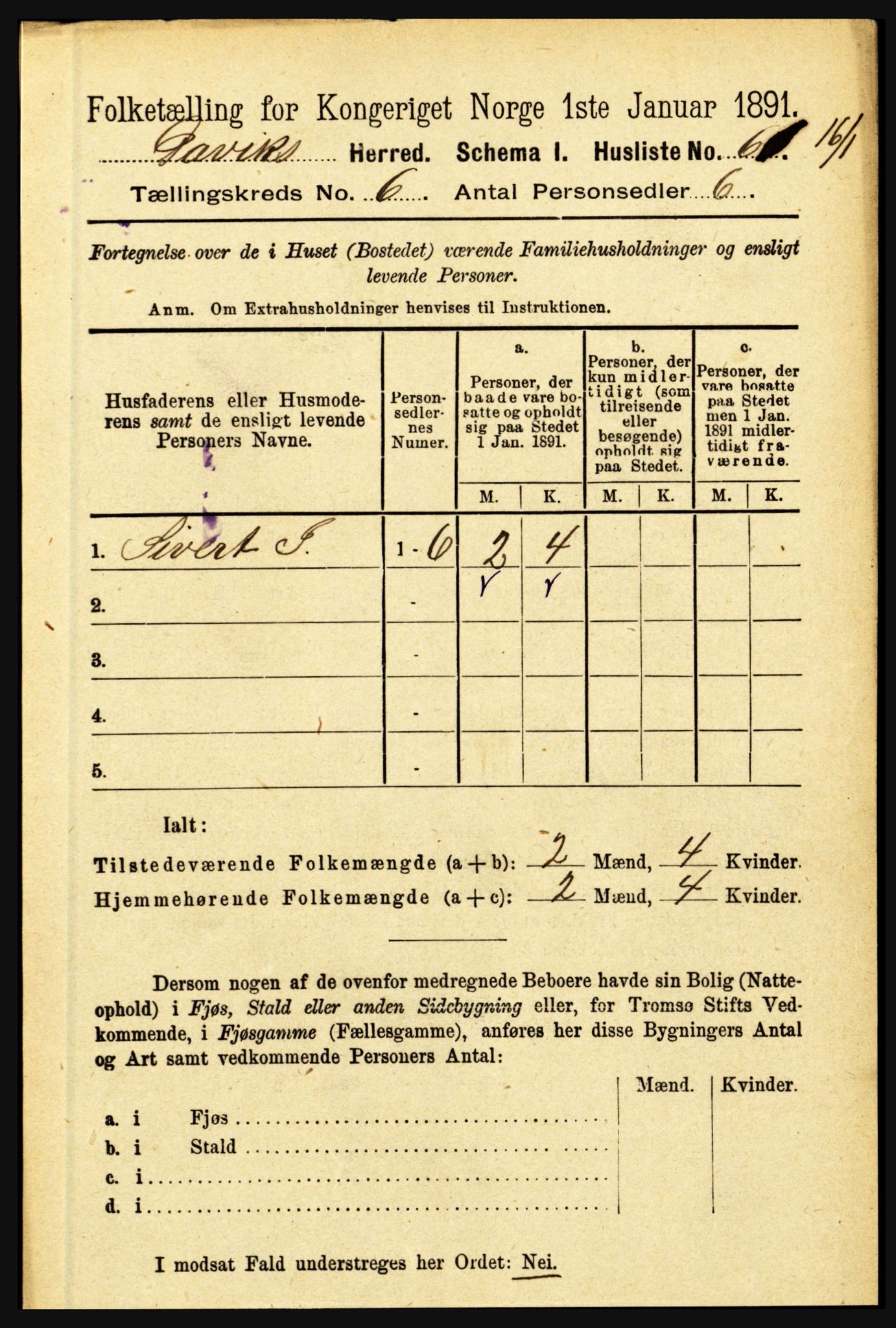 RA, 1891 census for 1442 Davik, 1891, p. 2295