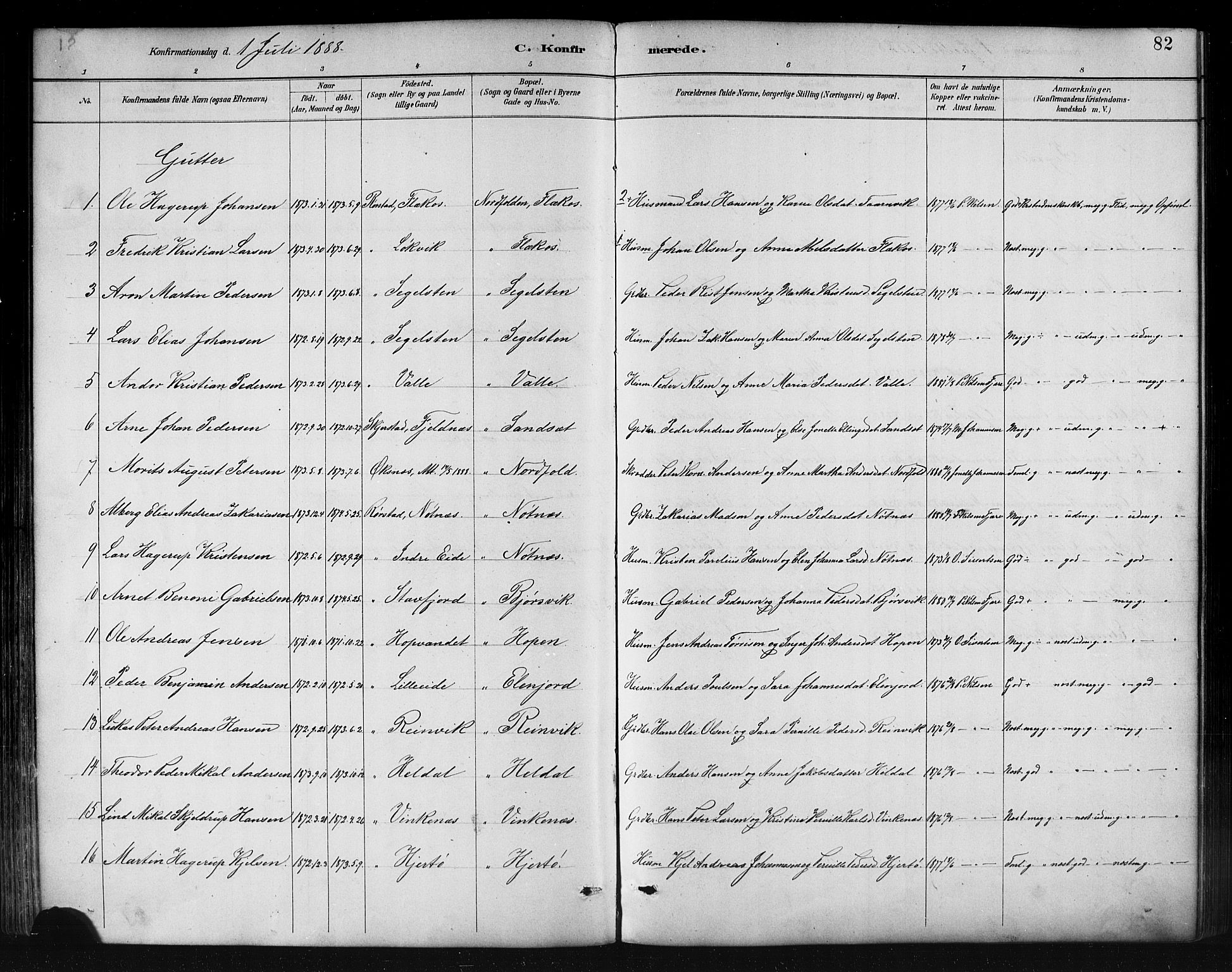 Ministerialprotokoller, klokkerbøker og fødselsregistre - Nordland, AV/SAT-A-1459/858/L0831: Parish register (official) no. 858A01, 1884-1902, p. 82