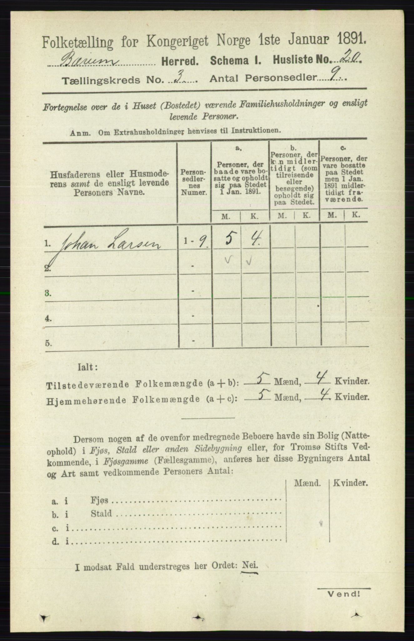 RA, 1891 census for 0219 Bærum, 1891, p. 1921