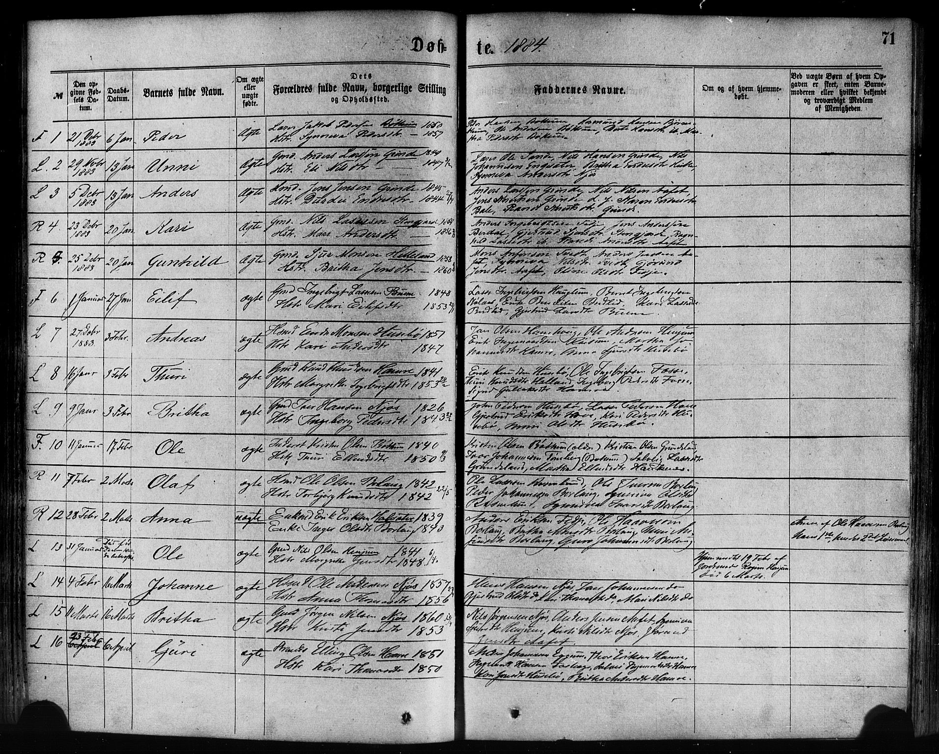 Leikanger sokneprestembete, SAB/A-81001: Parish register (official) no. A 9, 1869-1888, p. 71