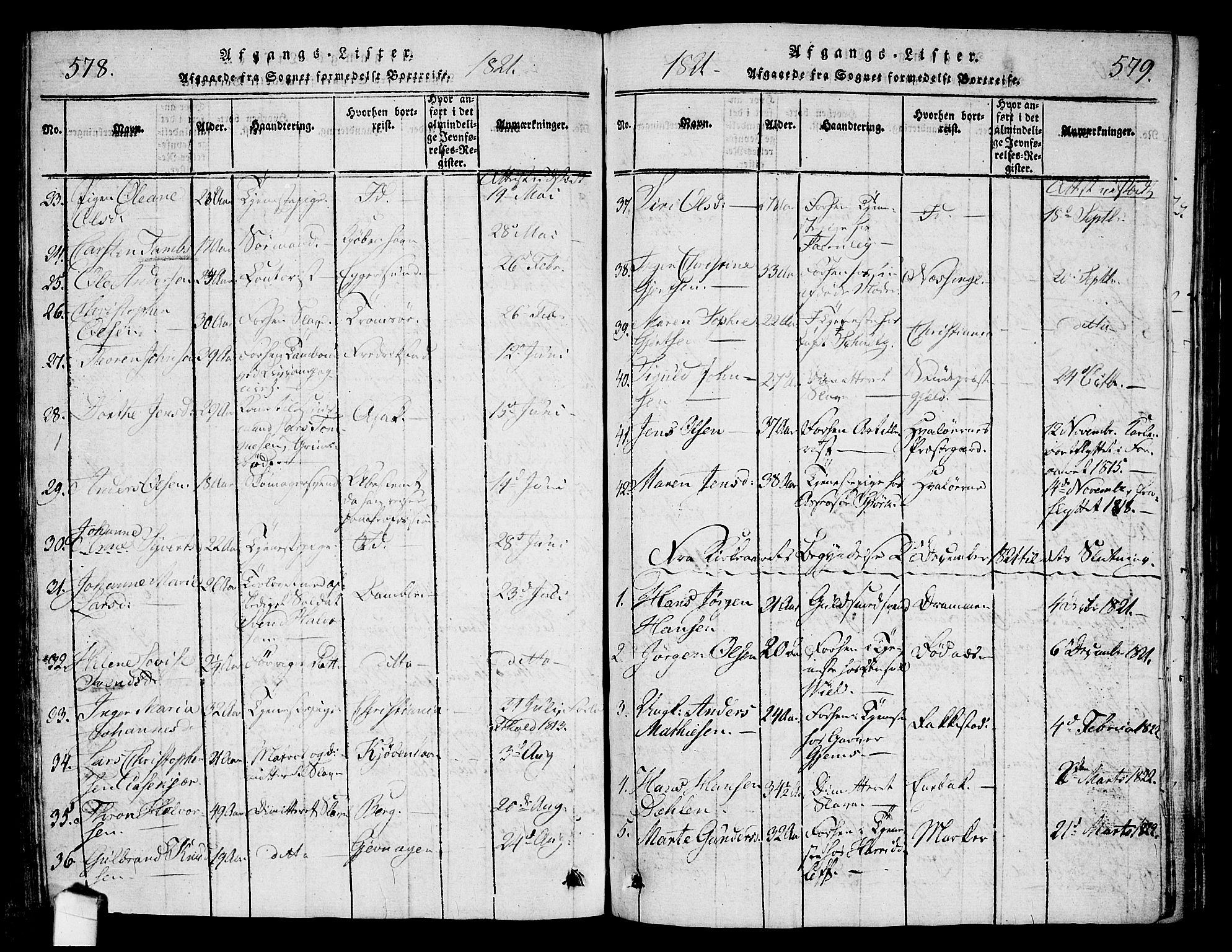 Halden prestekontor Kirkebøker, AV/SAO-A-10909/G/Ga/L0001: Parish register (copy) no. 1, 1815-1833, p. 578-579