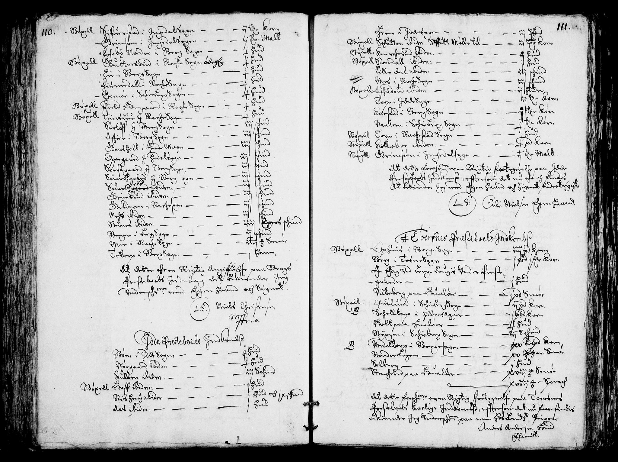 Rentekammeret inntil 1814, Realistisk ordnet avdeling, AV/RA-EA-4070/Fc/Fca/L0001/0004: [Ca I]  Akershus stift / Jordebok over kirkene og prestebolene i Oslo og Hamar stift, 1664, p. 110-111