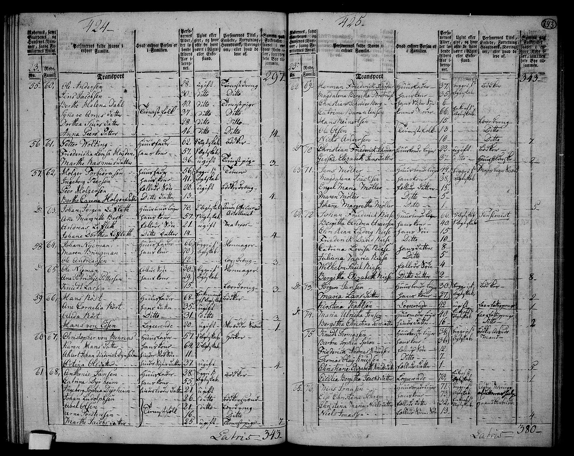 RA, 1801 census for 1301 Bergen, 1801, p. 242b-243a