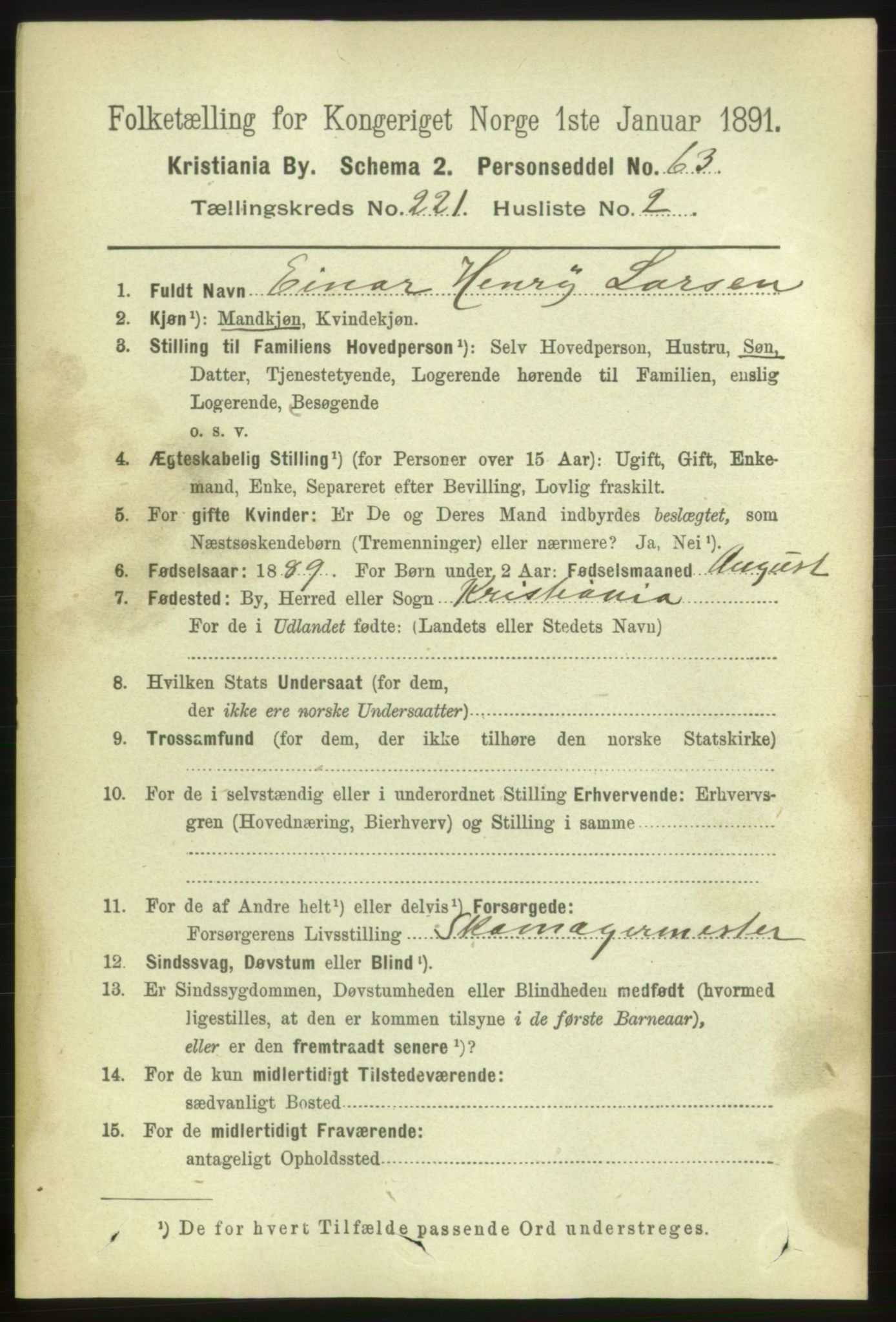 RA, 1891 census for 0301 Kristiania, 1891, p. 131997