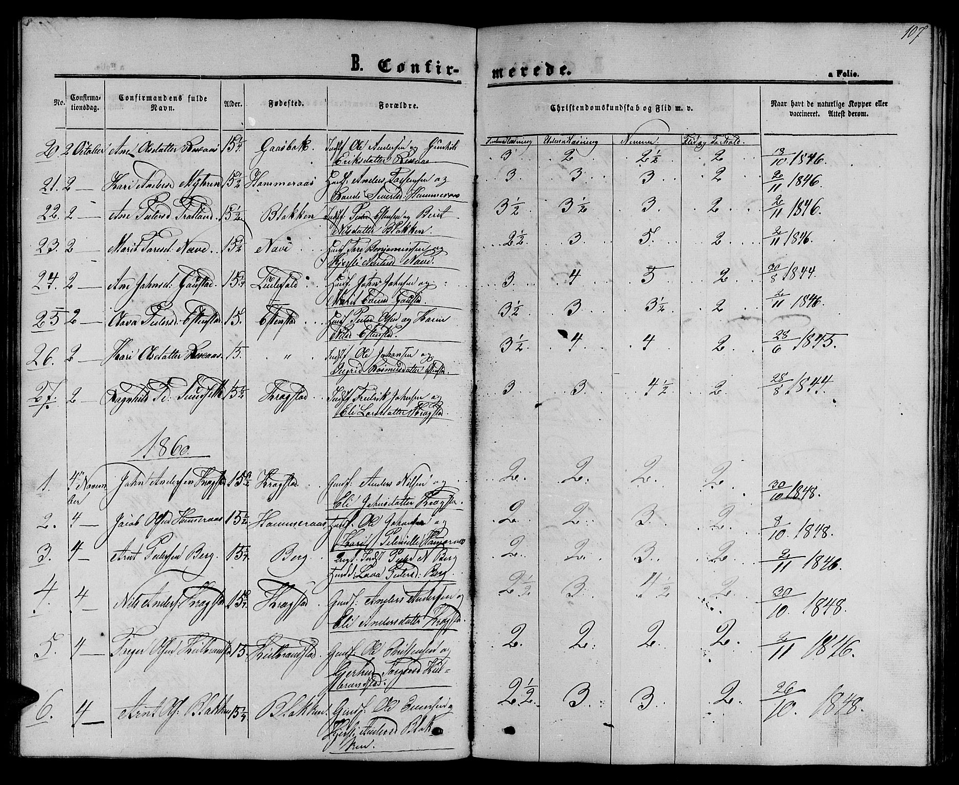 Ministerialprotokoller, klokkerbøker og fødselsregistre - Sør-Trøndelag, AV/SAT-A-1456/694/L1131: Parish register (copy) no. 694C03, 1858-1886, p. 107