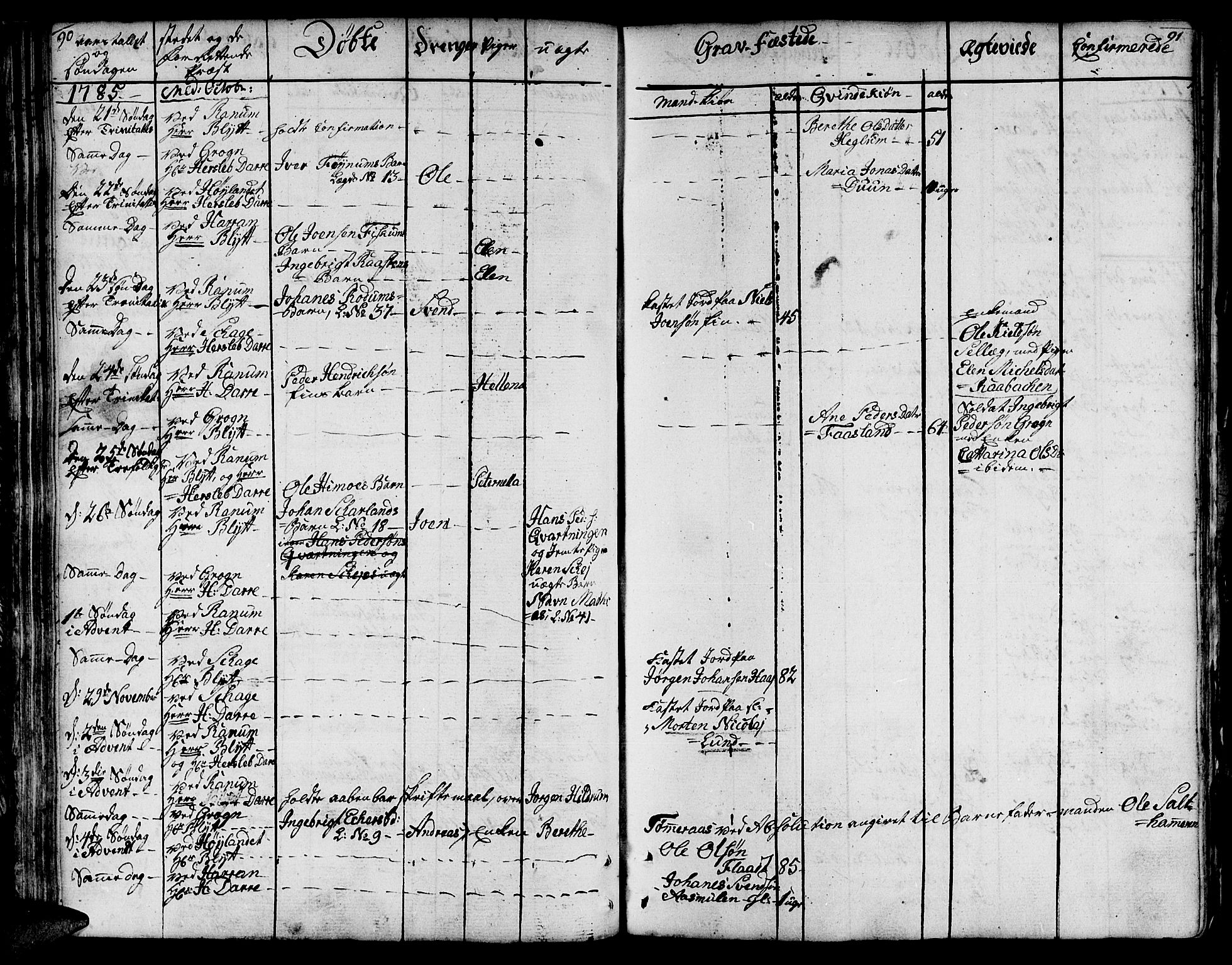 Ministerialprotokoller, klokkerbøker og fødselsregistre - Nord-Trøndelag, SAT/A-1458/764/L0544: Parish register (official) no. 764A04, 1780-1798, p. 90-91