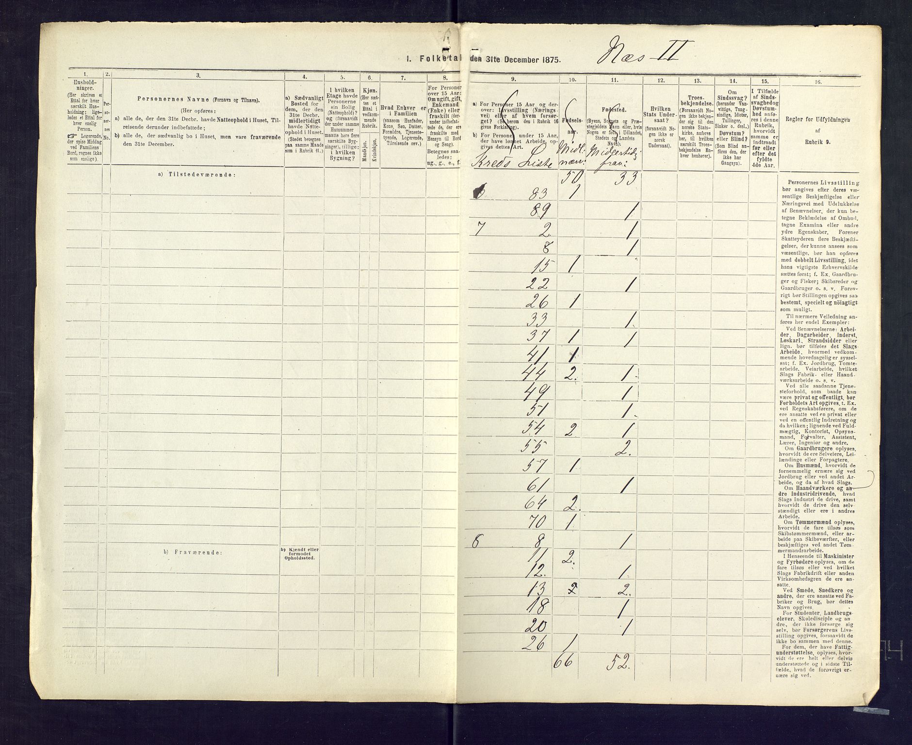 SAKO, 1875 census for 0616P Nes, 1875, p. 51