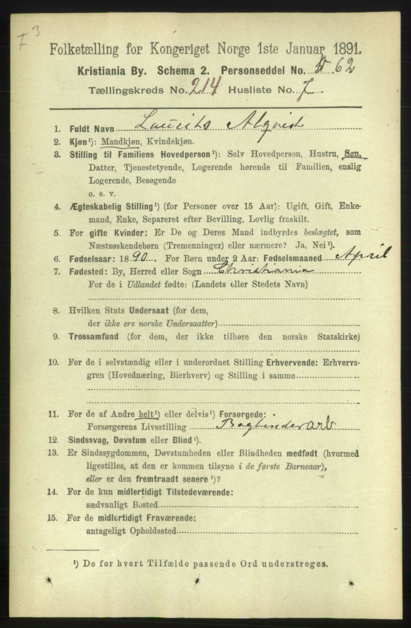 RA, 1891 census for 0301 Kristiania, 1891, p. 127578