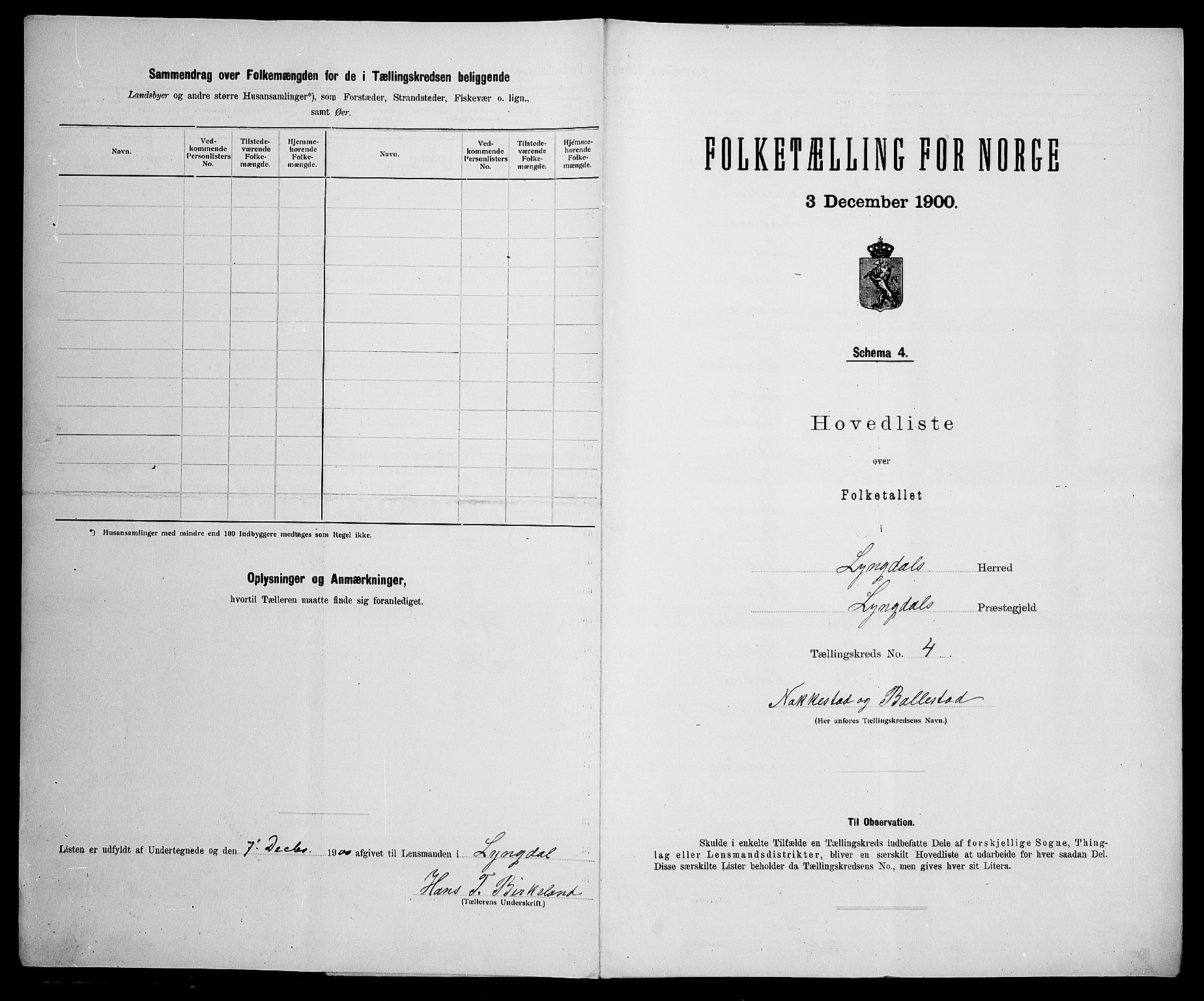 SAK, 1900 census for Lyngdal, 1900, p. 28