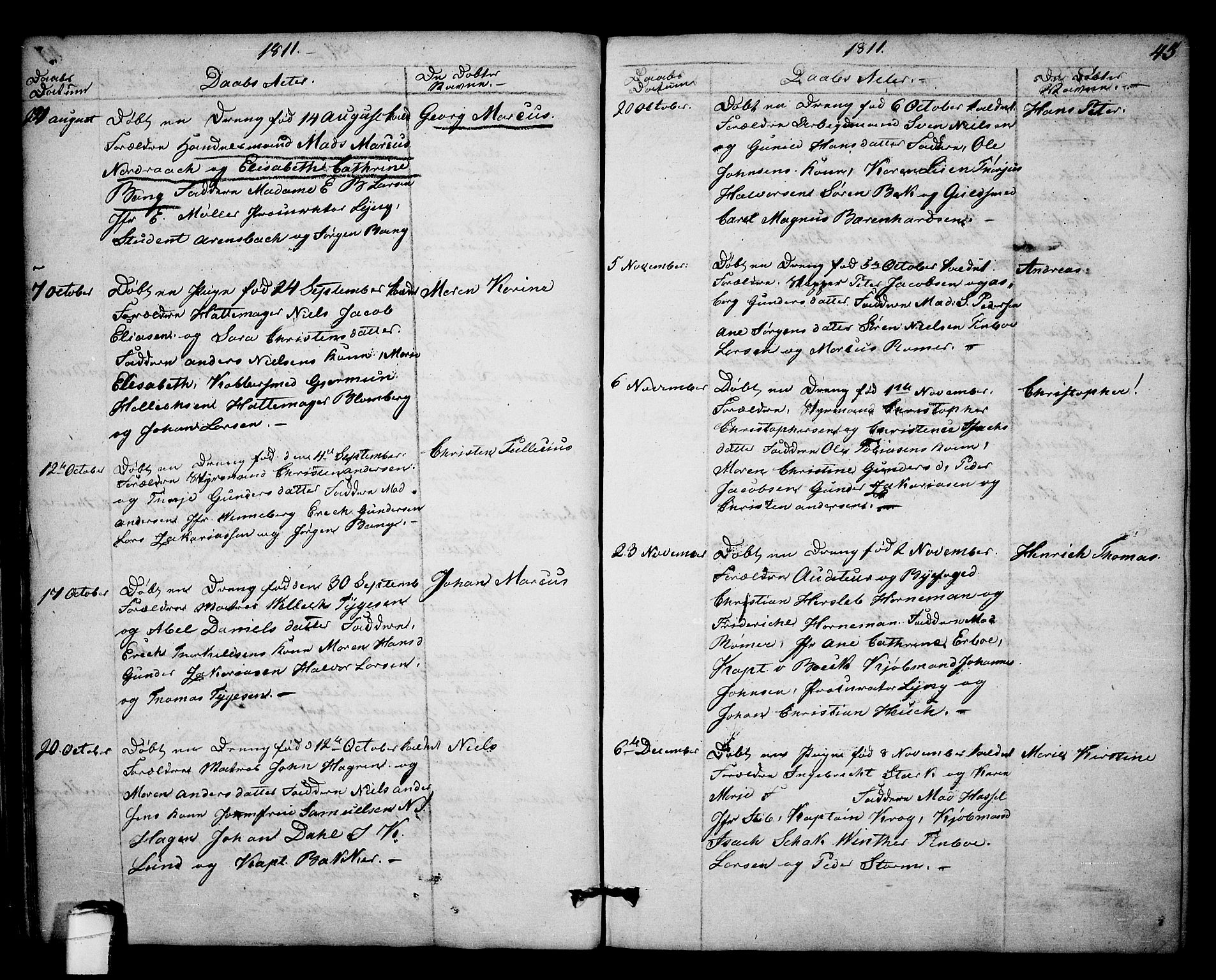 Kragerø kirkebøker, SAKO/A-278/F/Fa/L0003: Parish register (official) no. 3, 1802-1813, p. 45