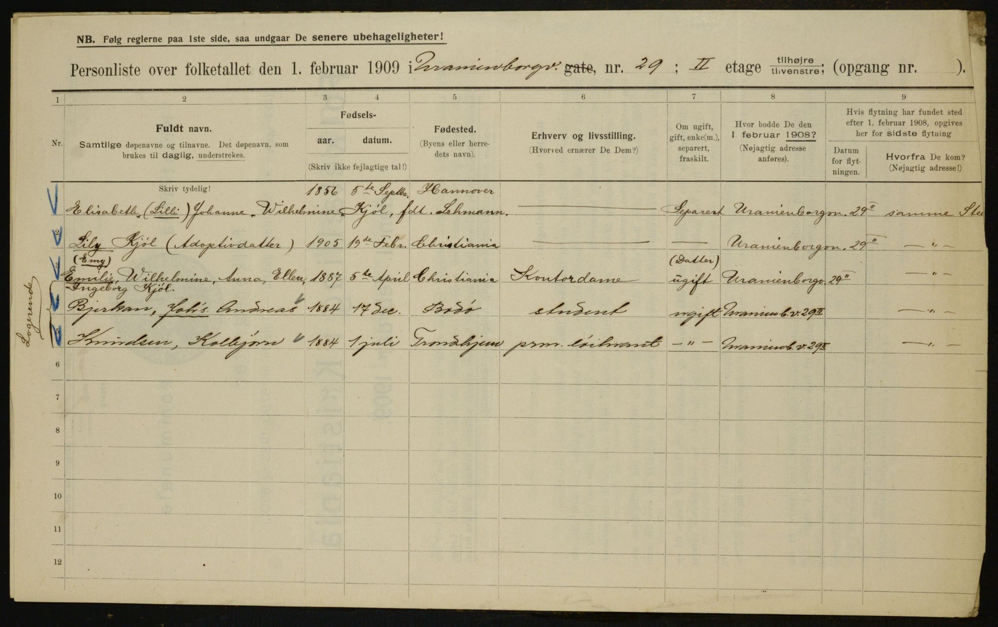 OBA, Municipal Census 1909 for Kristiania, 1909, p. 109357