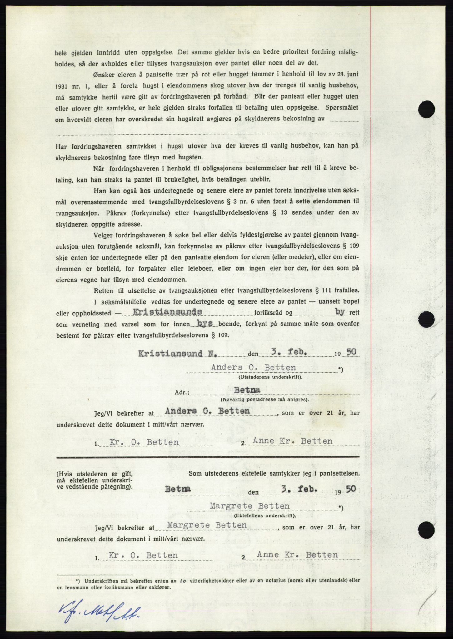 Nordmøre sorenskriveri, AV/SAT-A-4132/1/2/2Ca: Mortgage book no. B103, 1949-1950, Diary no: : 419/1950