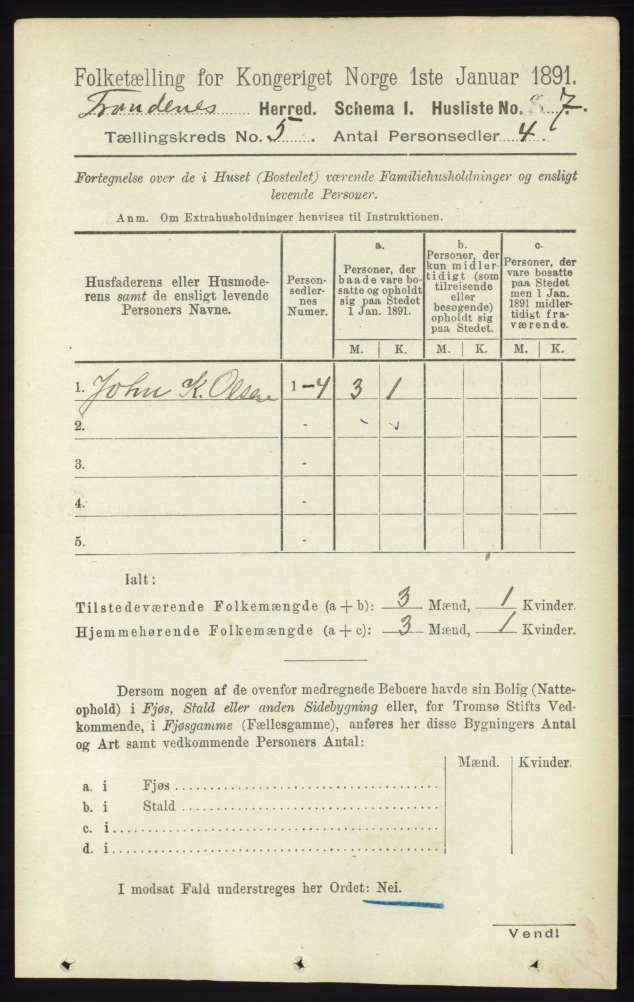 RA, 1891 census for 1914 Trondenes, 1891, p. 2702