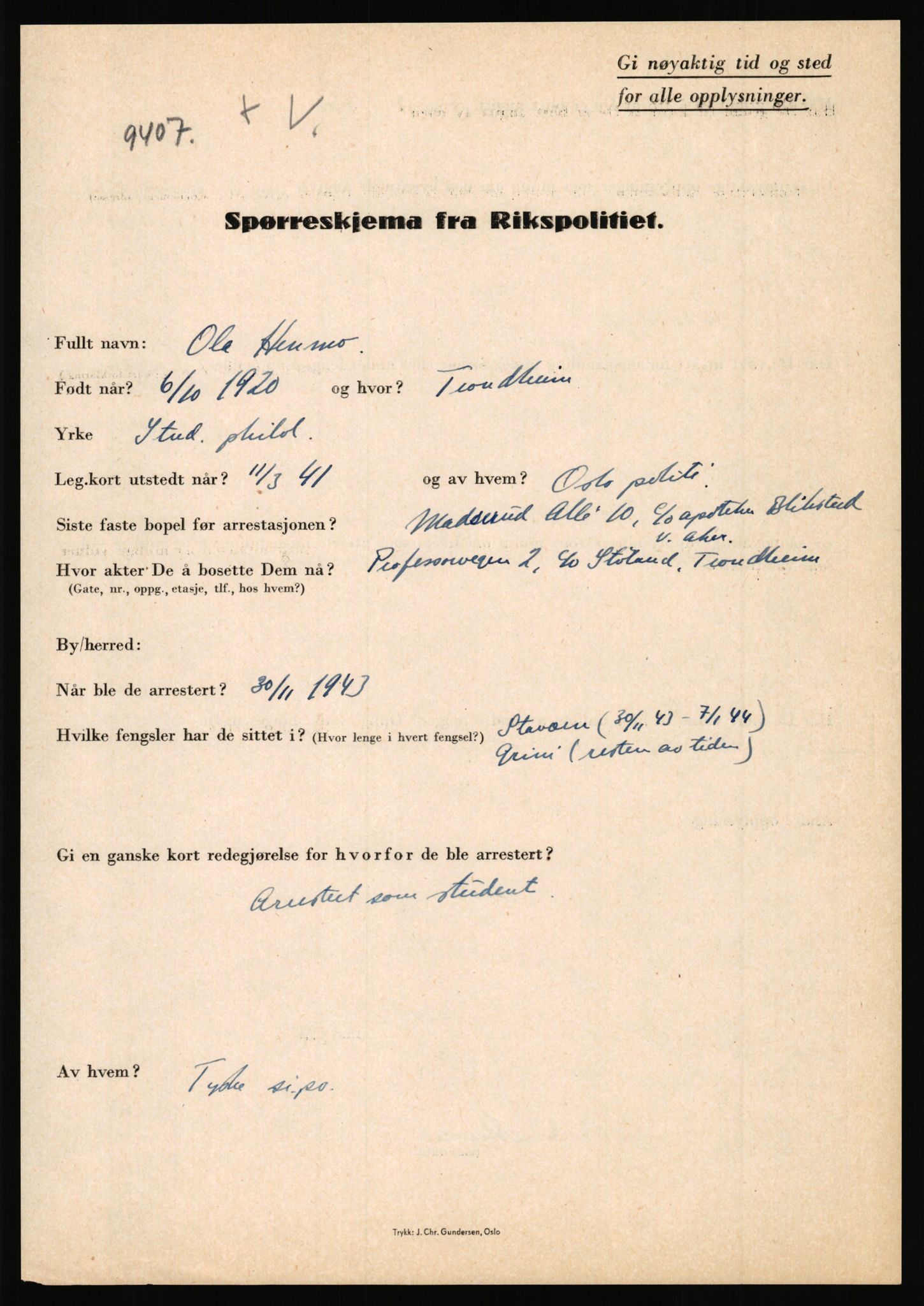 Rikspolitisjefen, AV/RA-S-1560/L/L0007: Heen, Erik C. - Iversen, Trygve, 1940-1945, p. 15