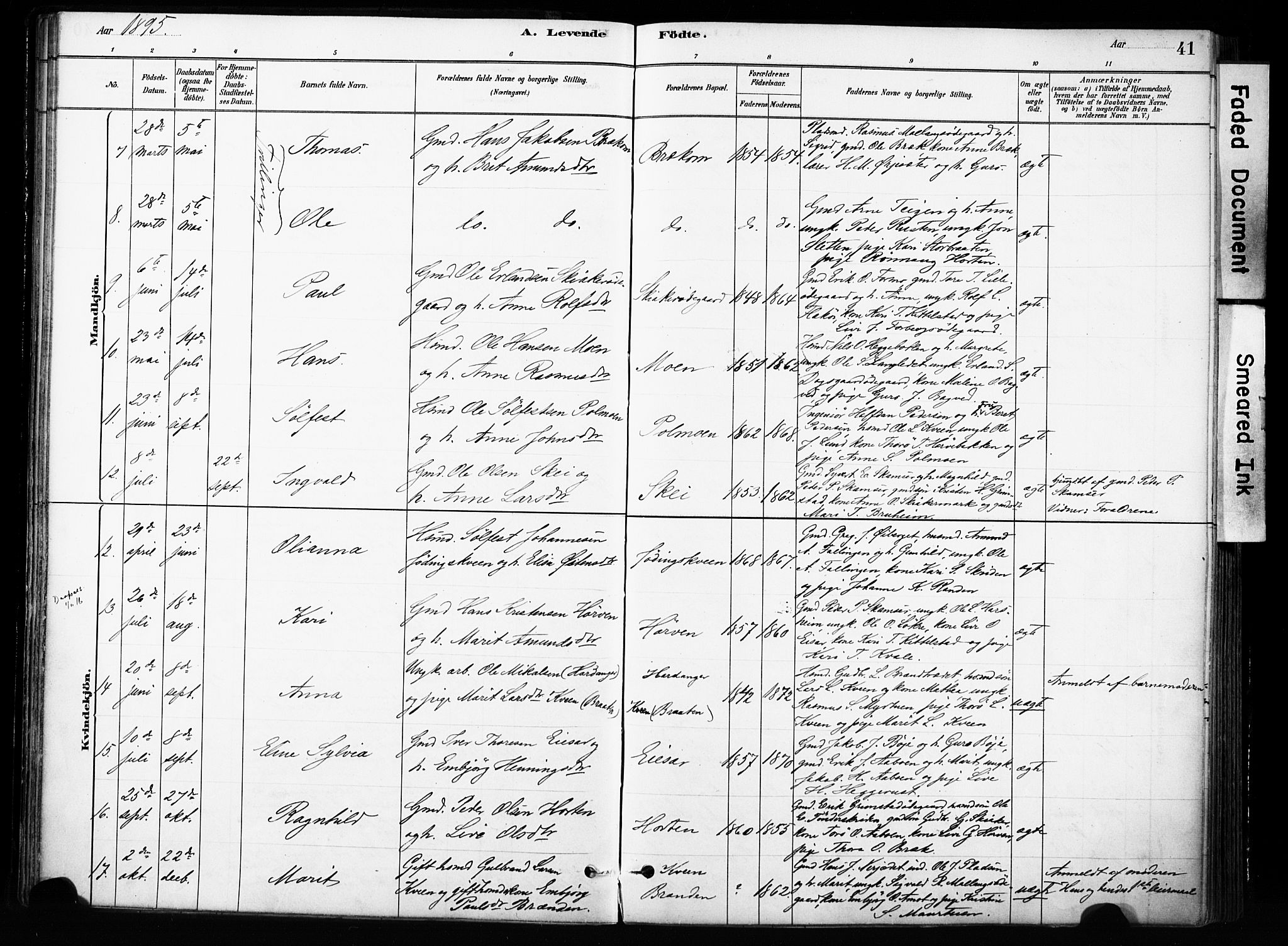 Skjåk prestekontor, SAH/PREST-072/H/Ha/Haa/L0004: Parish register (official) no. 4, 1880-1904, p. 41