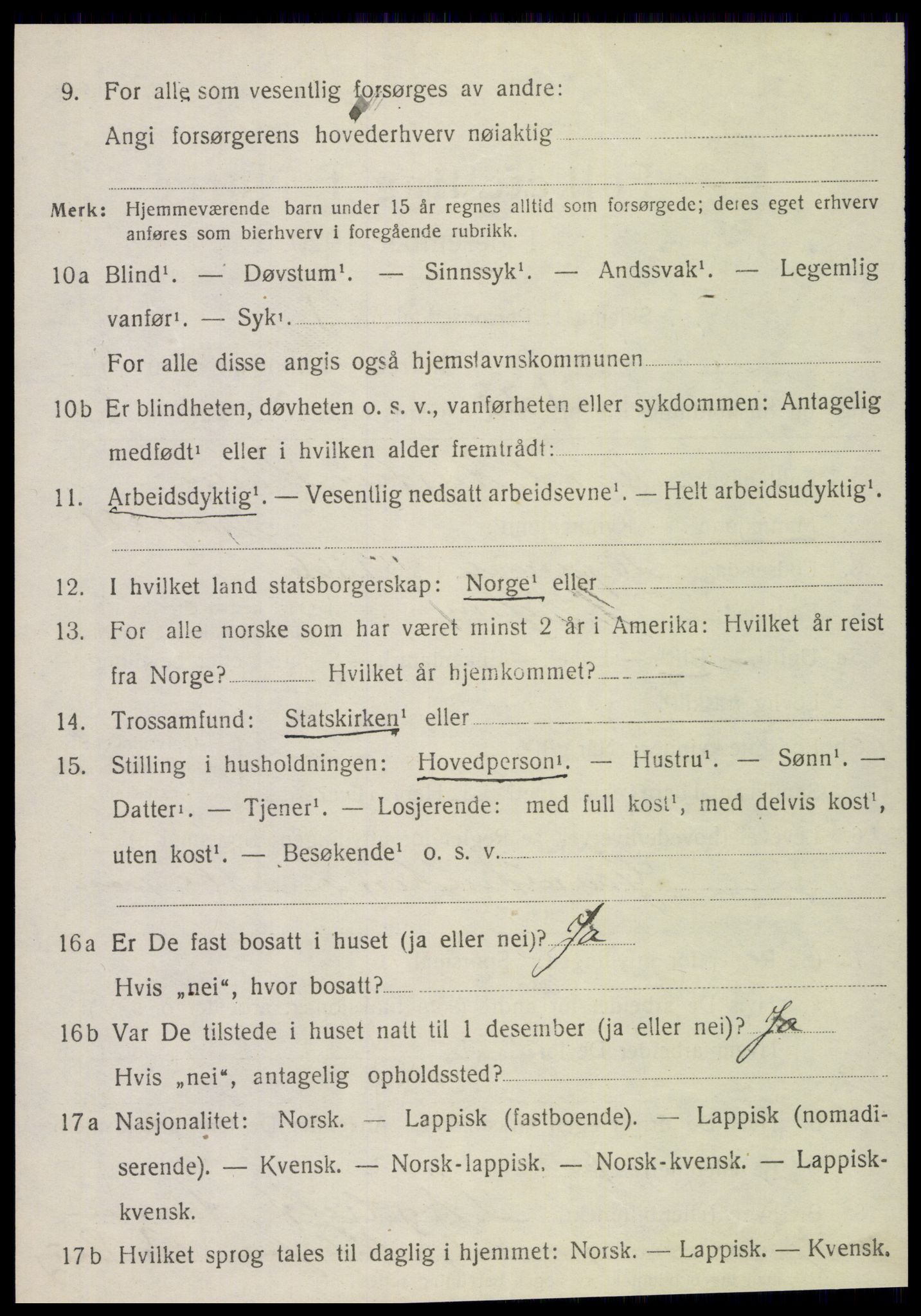 SAT, 1920 census for Vefsn, 1920, p. 2838