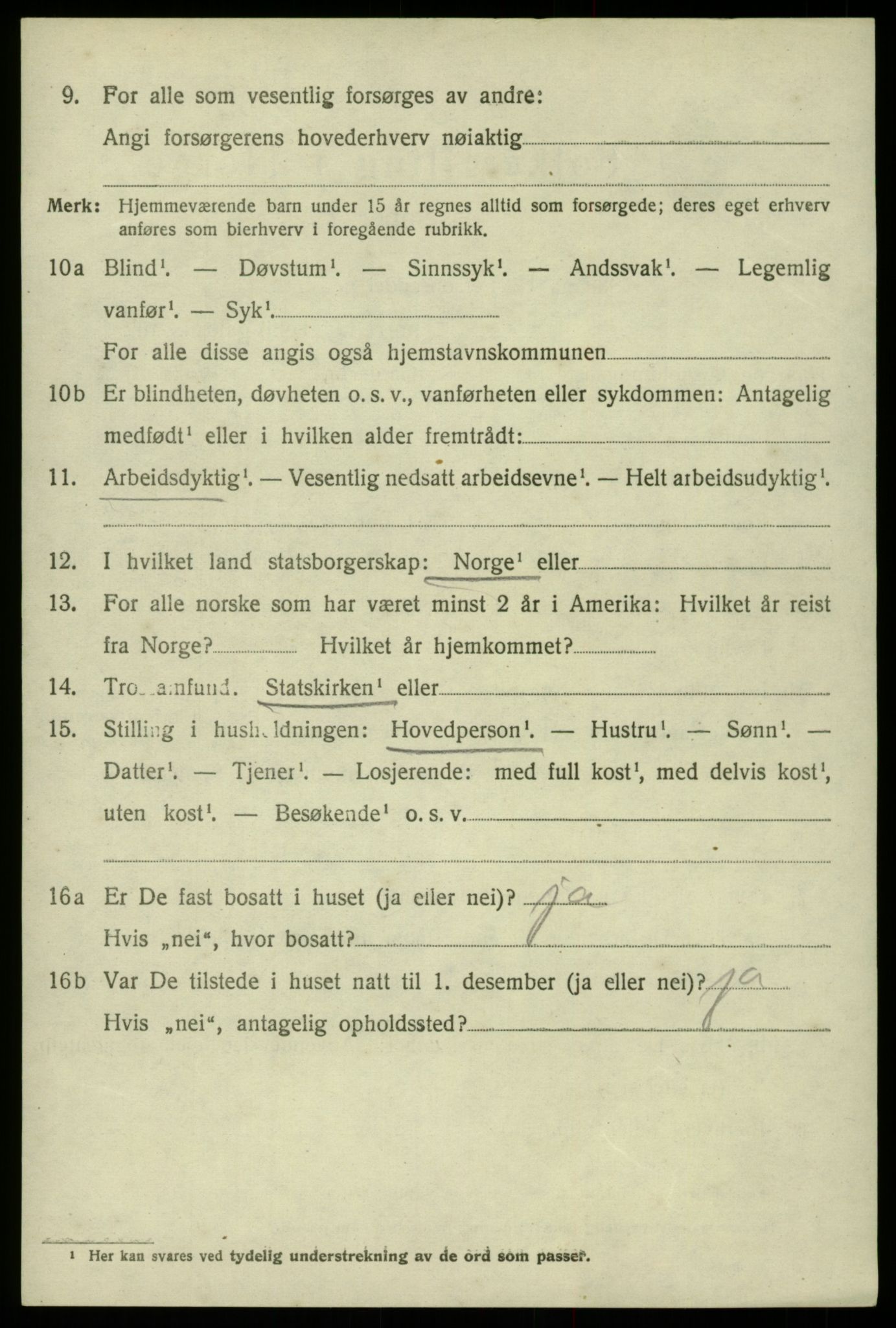 SAB, 1920 census for Odda, 1920, p. 3998