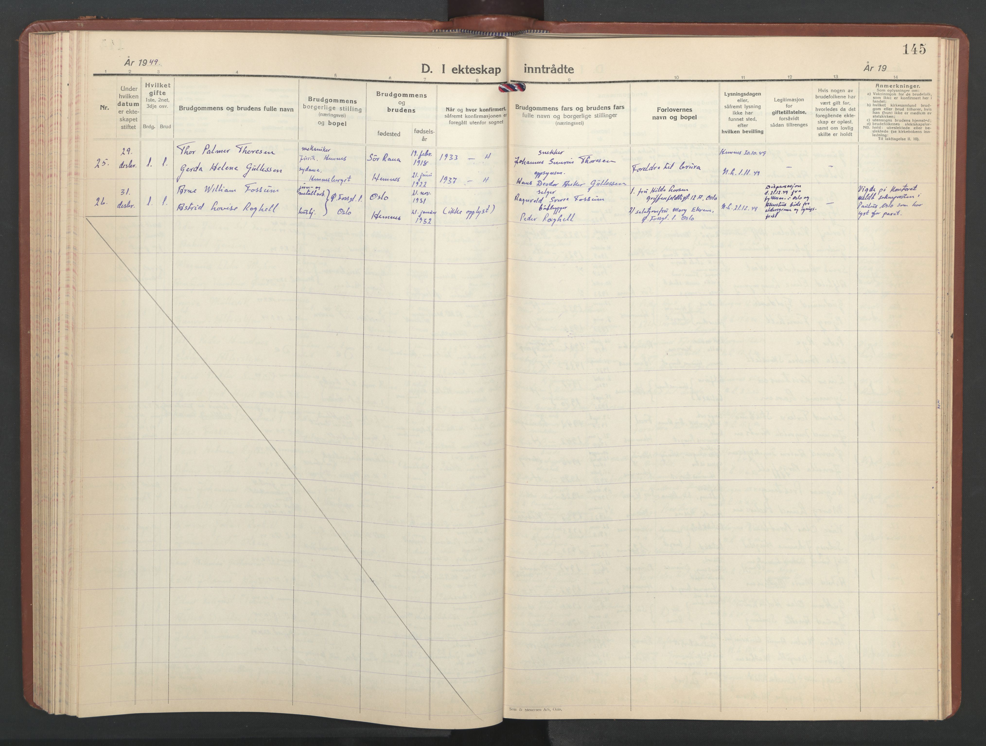 Ministerialprotokoller, klokkerbøker og fødselsregistre - Nordland, AV/SAT-A-1459/825/L0374: Parish register (copy) no. 825C11, 1941-1957, p. 145