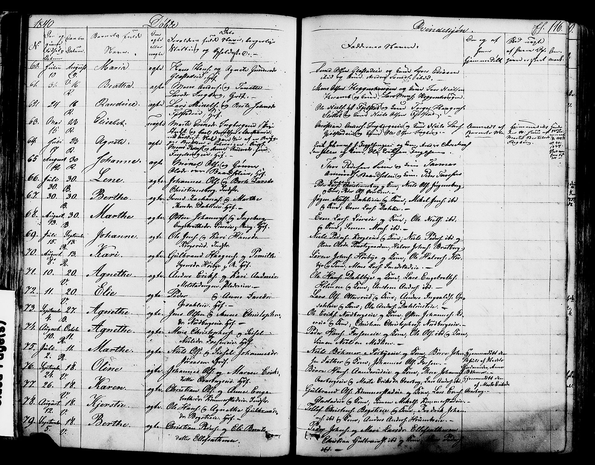 Ringsaker prestekontor, SAH/PREST-014/K/Ka/L0008: Parish register (official) no. 8, 1837-1850, p. 116