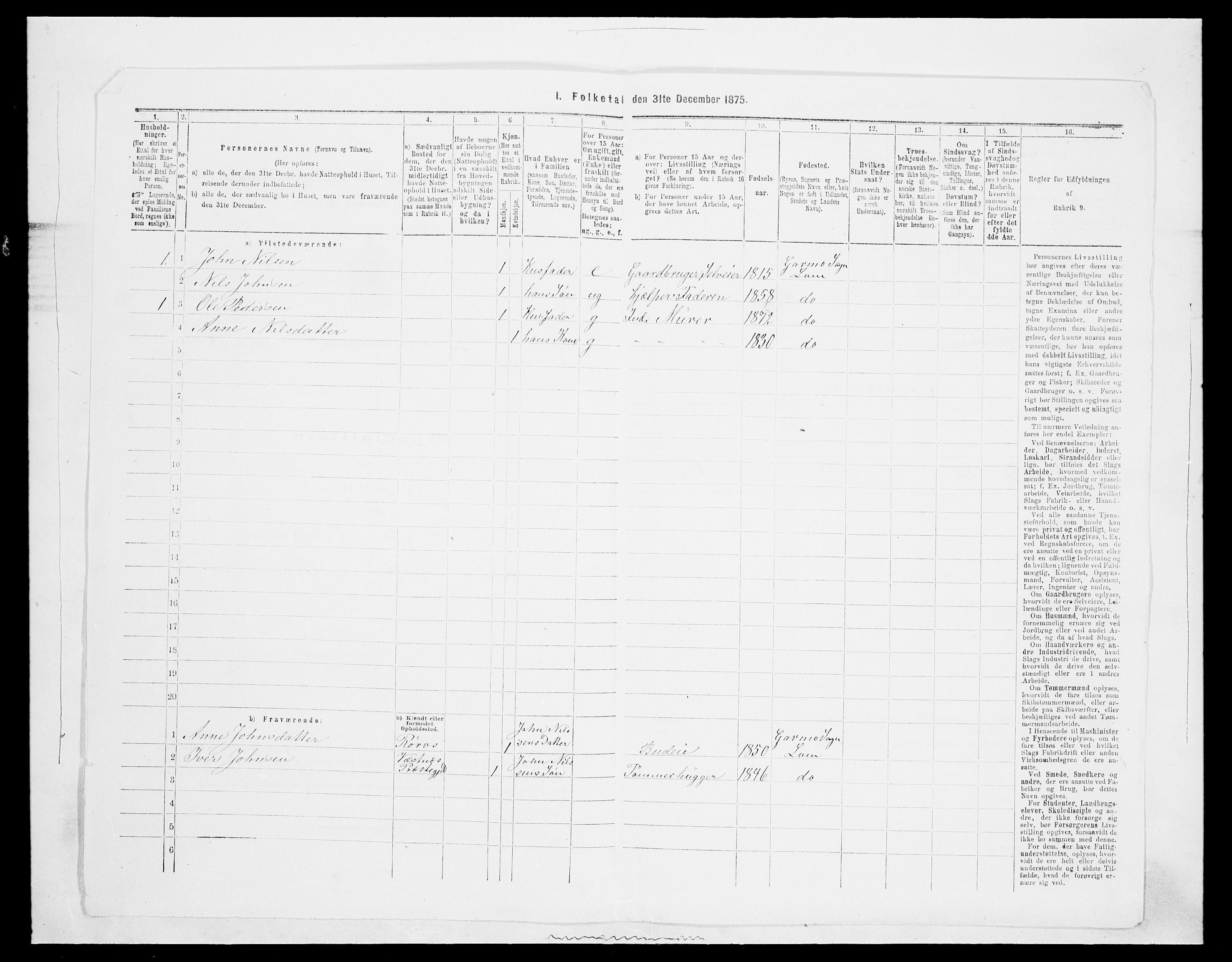 SAH, 1875 census for 0514P Lom, 1875, p. 256