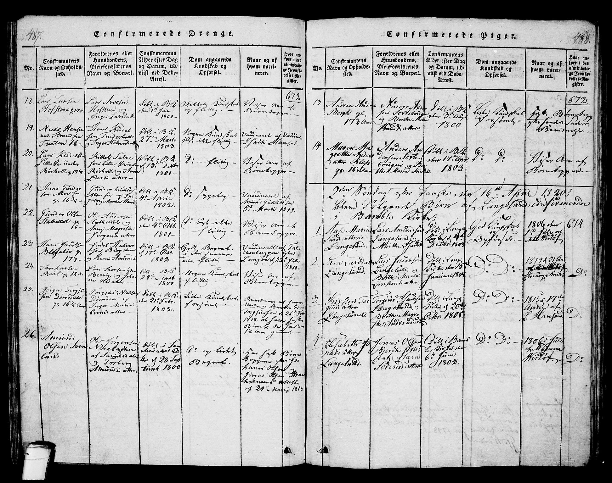 Langesund kirkebøker, SAKO/A-280/G/Ga/L0003: Parish register (copy) no. 3, 1815-1858, p. 487-488