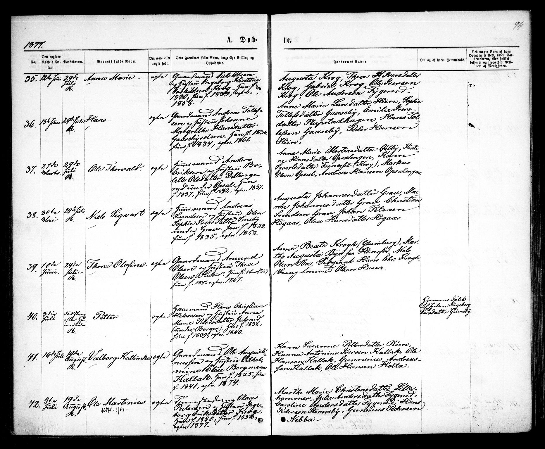 Rødenes prestekontor Kirkebøker, AV/SAO-A-2005/F/Fa/L0008: Parish register (official) no. I 8, 1869-1879, p. 94