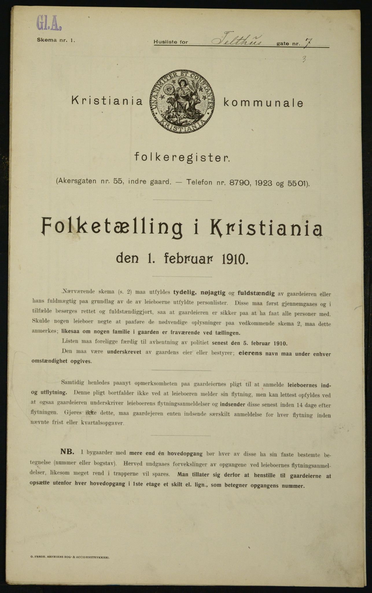 OBA, Municipal Census 1910 for Kristiania, 1910, p. 102176