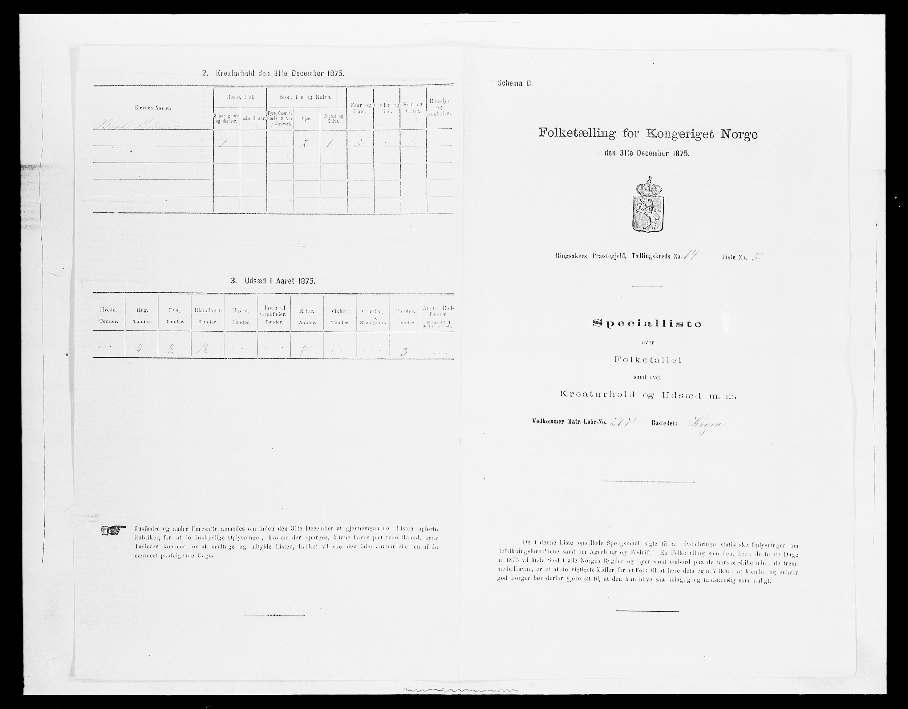 SAH, 1875 census for 0412P Ringsaker, 1875, p. 2830