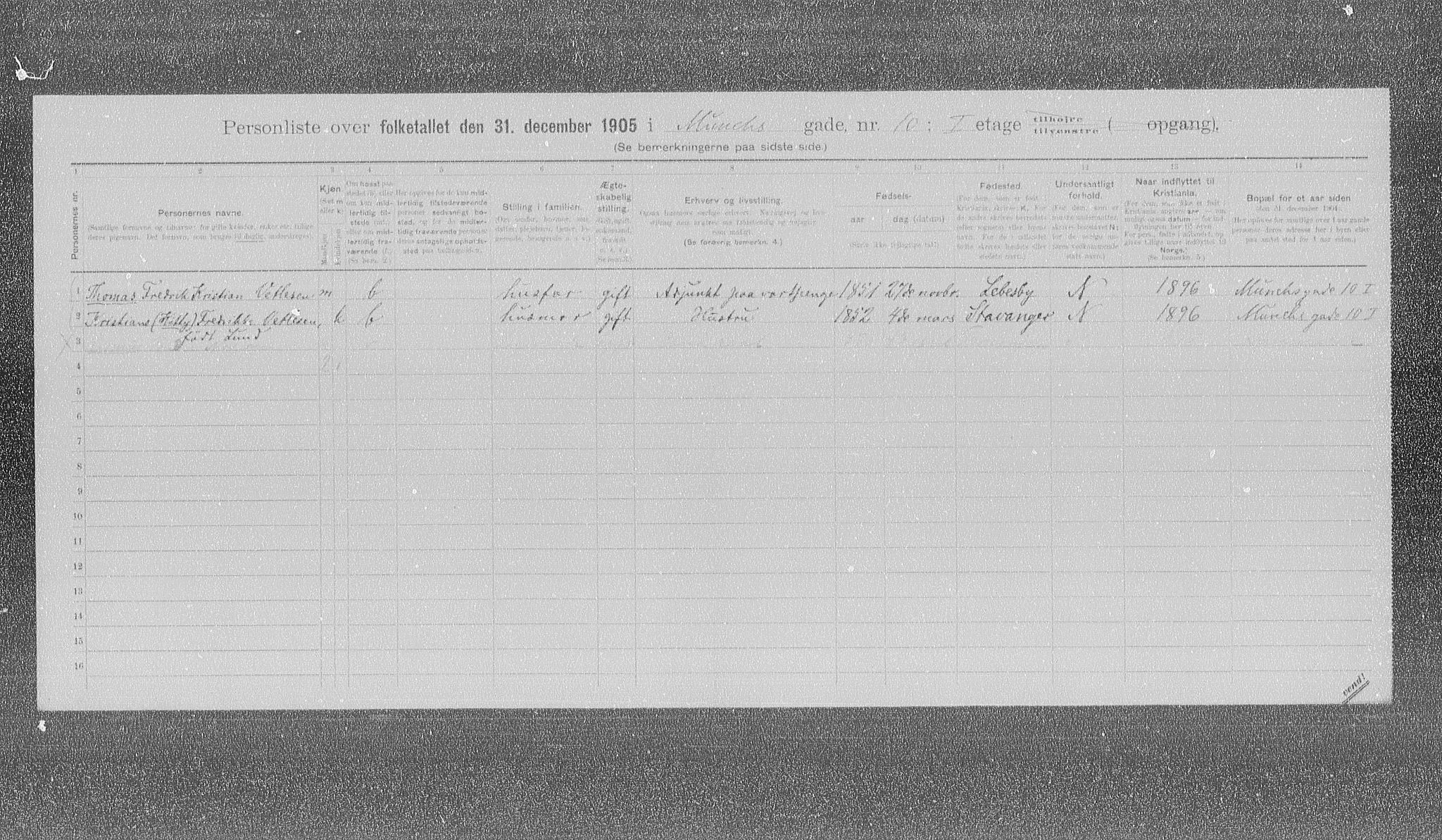 OBA, Municipal Census 1905 for Kristiania, 1905, p. 35019