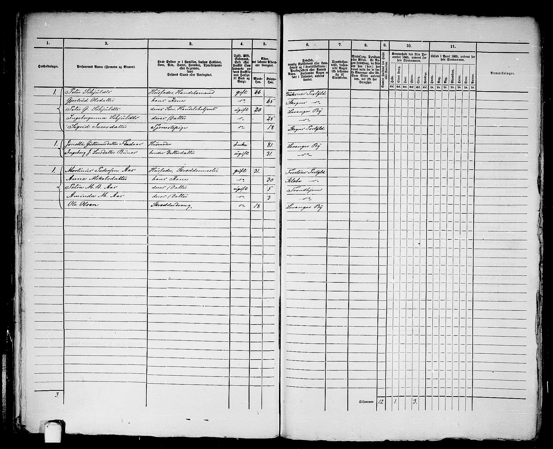 RA, 1865 census for Levanger/Levanger, 1865, p. 26