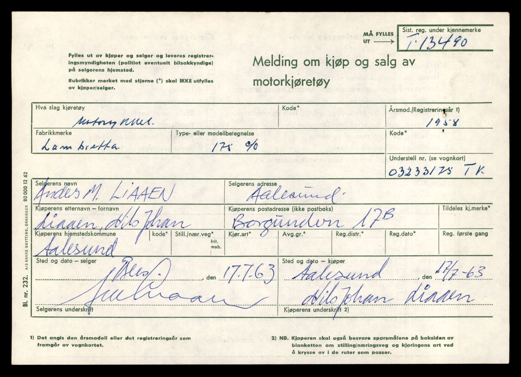 Møre og Romsdal vegkontor - Ålesund trafikkstasjon, AV/SAT-A-4099/F/Fe/L0039: Registreringskort for kjøretøy T 13361 - T 13530, 1927-1998, p. 2263