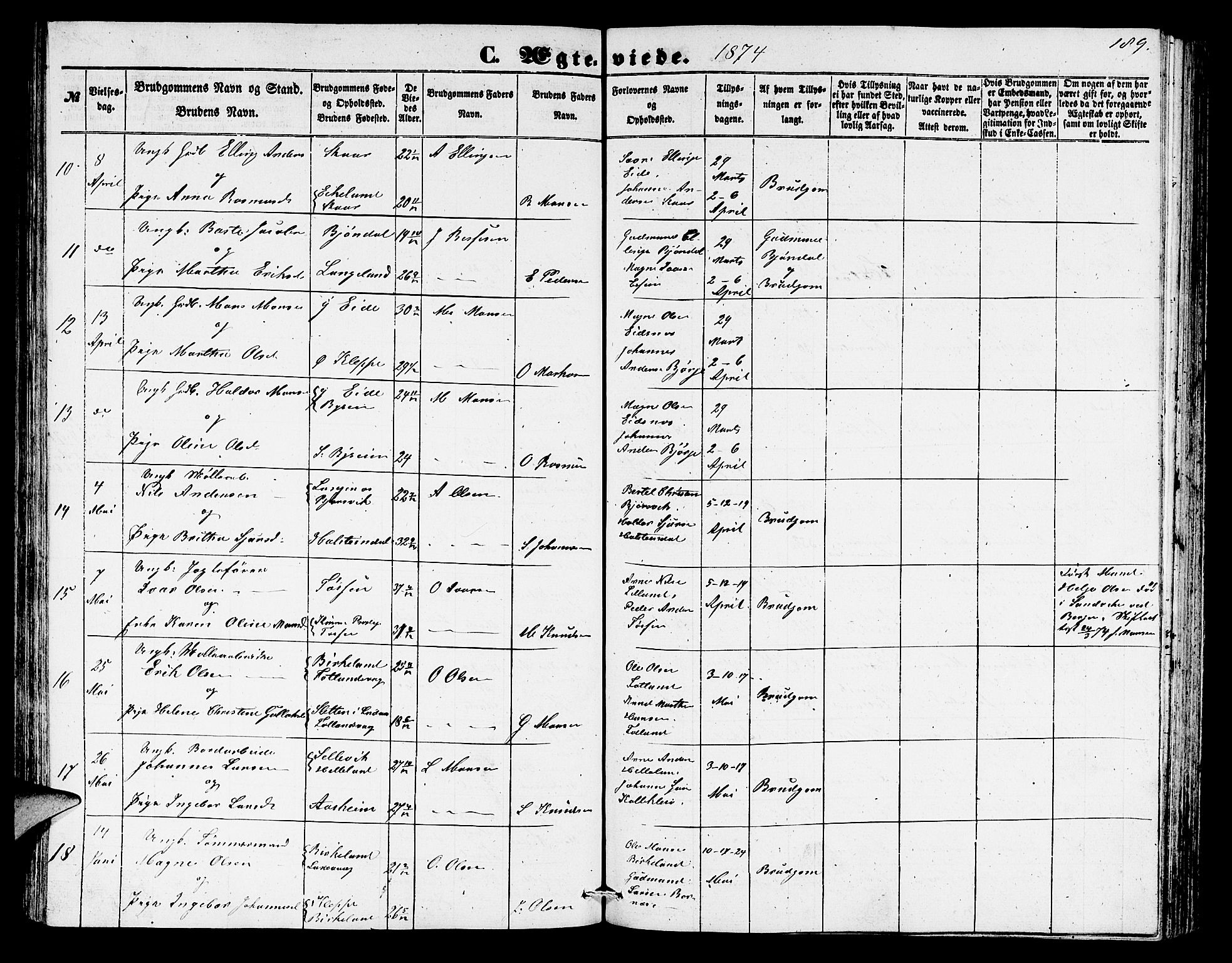 Hosanger sokneprestembete, SAB/A-75801/H/Hab: Parish register (copy) no. A 2, 1857-1881, p. 189
