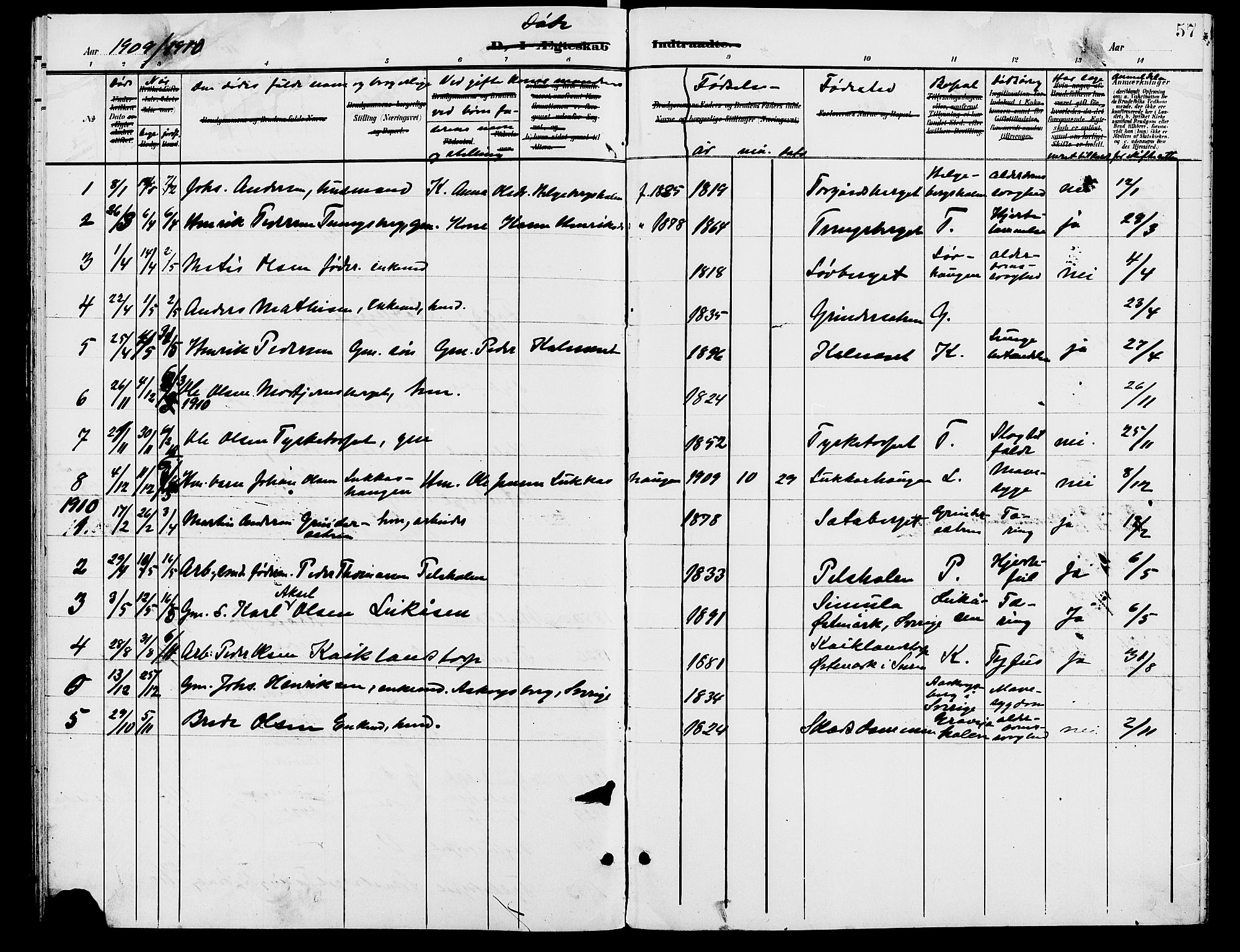 Grue prestekontor, AV/SAH-PREST-036/H/Ha/Hab/L0006: Parish register (copy) no. 6, 1902-1910, p. 57