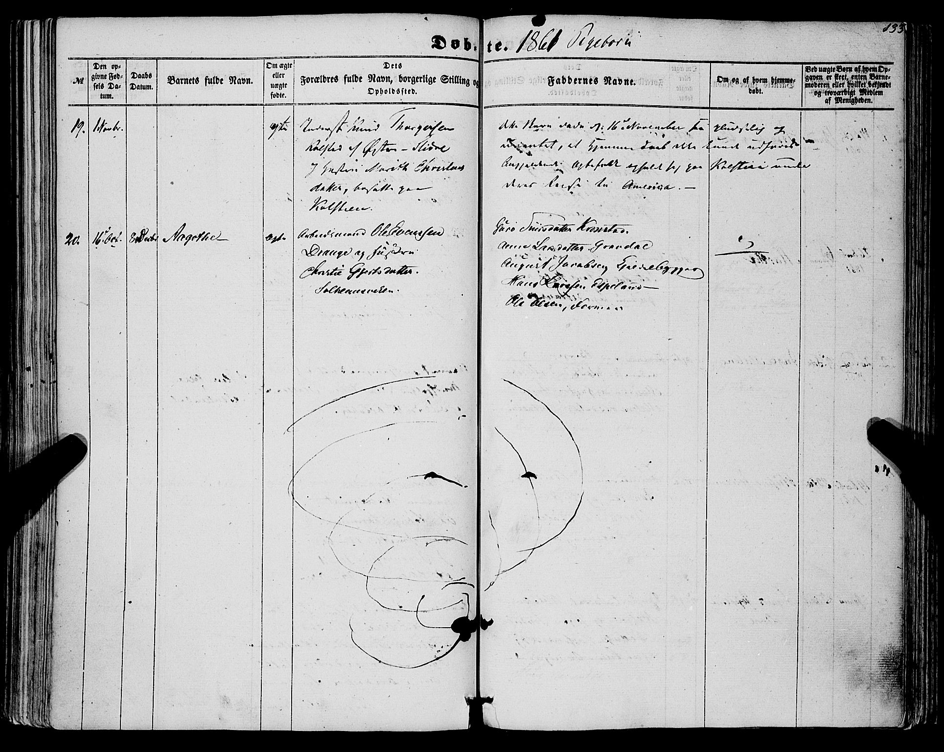 St. Jørgens hospital og Årstad sokneprestembete, AV/SAB-A-99934: Parish register (official) no. A 5, 1857-1869, p. 133