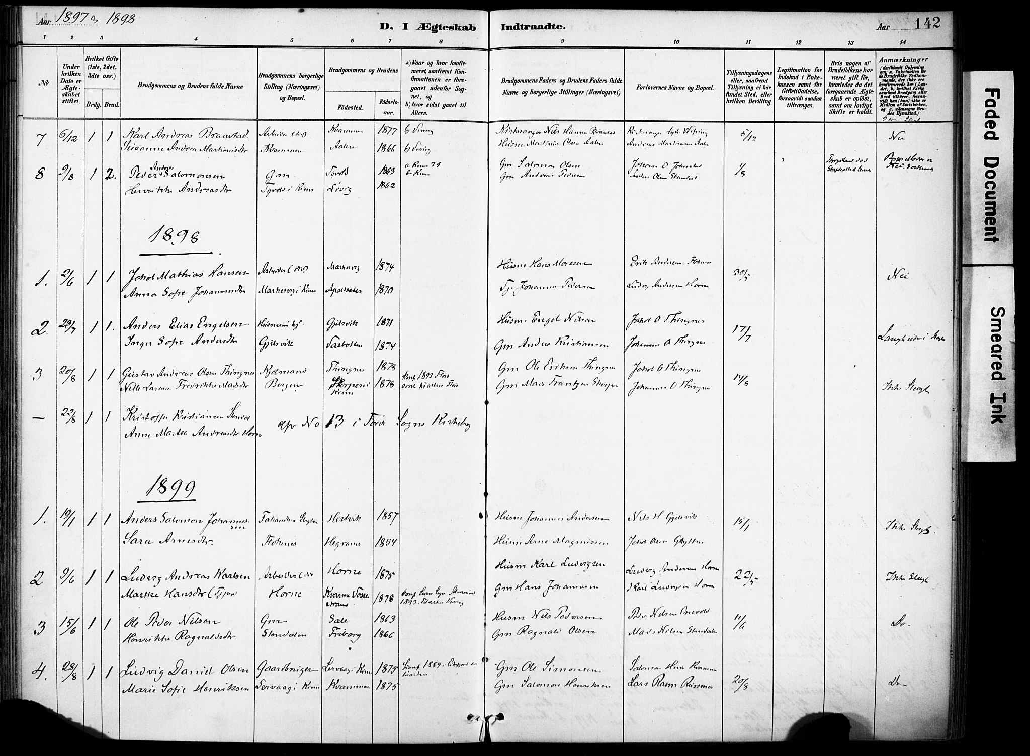 Førde sokneprestembete, AV/SAB-A-79901/H/Haa/Haae/L0001: Parish register (official) no. E 1, 1881-1911, p. 142