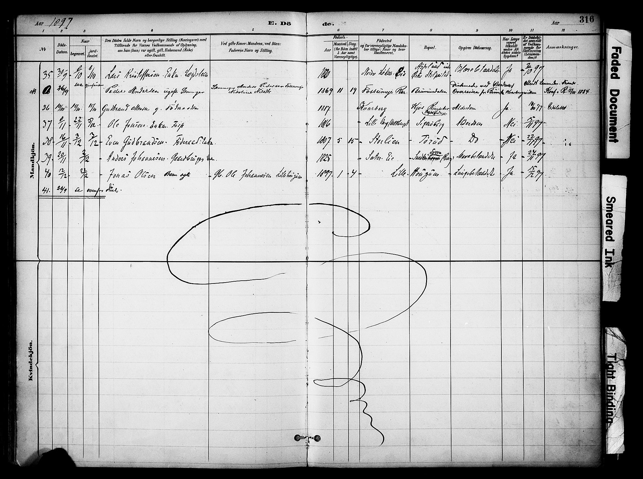 Ringsaker prestekontor, AV/SAH-PREST-014/K/Ka/L0017: Parish register (official) no. 17, 1891-1902, p. 316