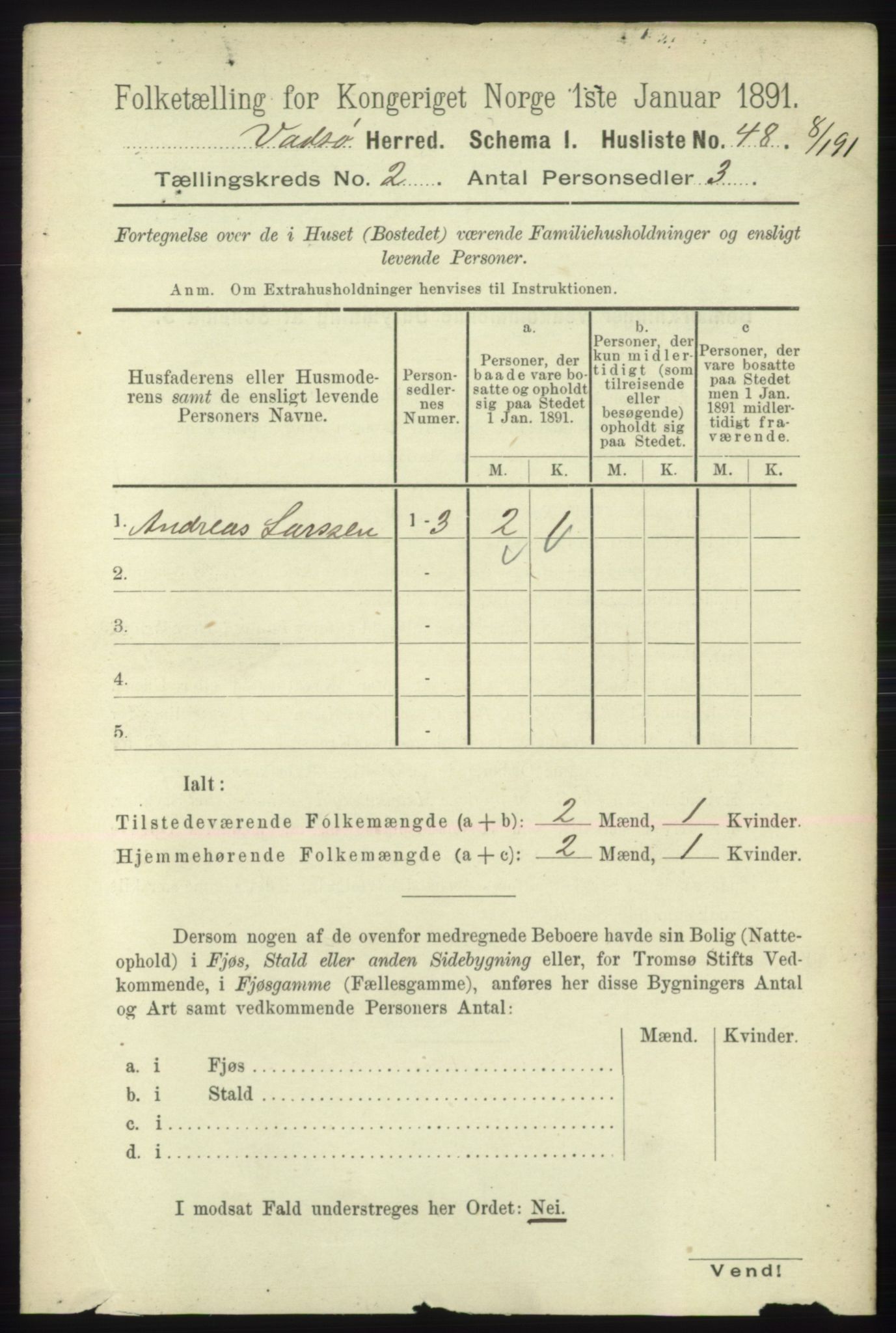 RA, 1891 census for 2029 Vadsø, 1891, p. 451