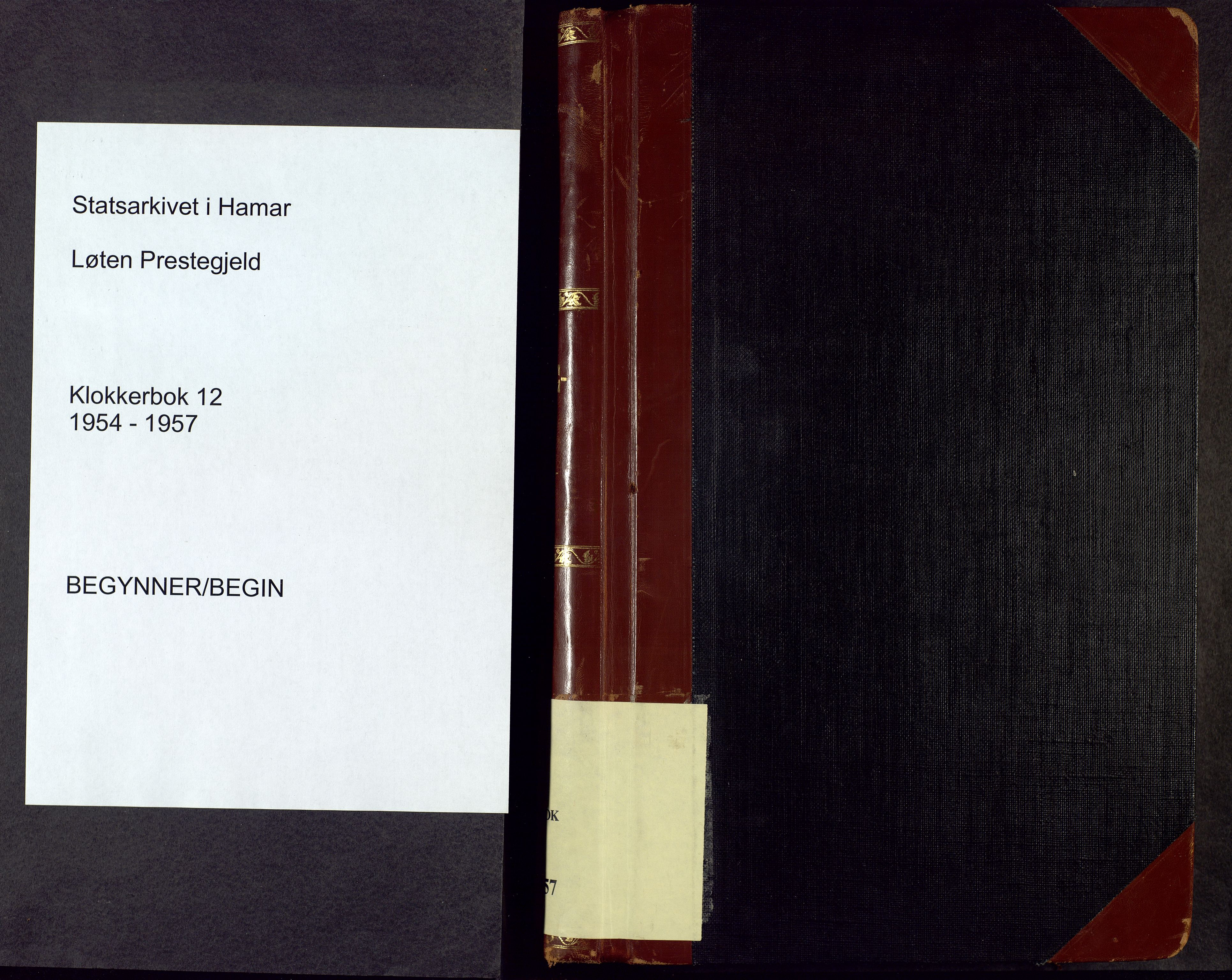 Løten prestekontor, SAH/PREST-022/L/La/L0012: Parish register (copy) no. 12, 1954-1957