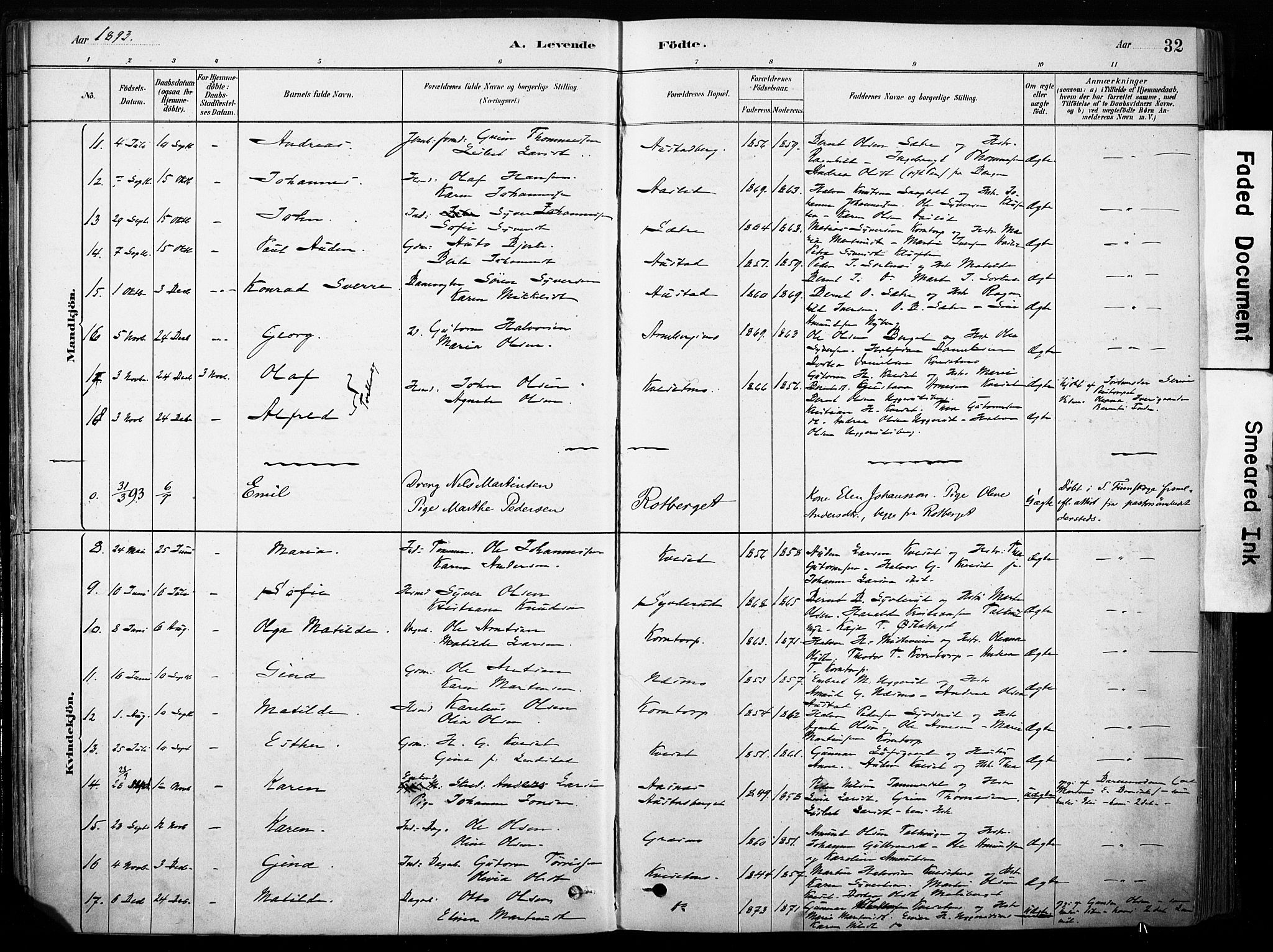 Hof prestekontor, AV/SAH-PREST-038/H/Ha/Haa/L0011: Parish register (official) no. 11, 1879-1911, p. 32