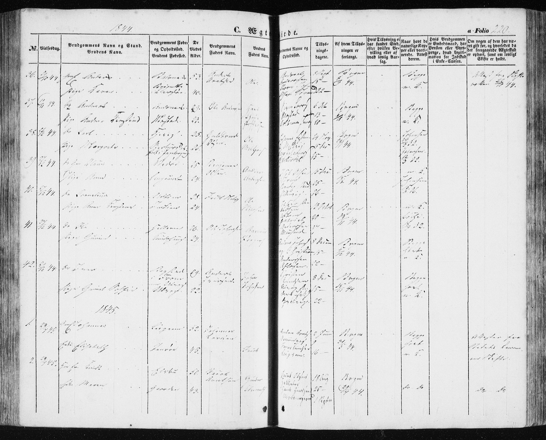 Ministerialprotokoller, klokkerbøker og fødselsregistre - Sør-Trøndelag, SAT/A-1456/634/L0529: Parish register (official) no. 634A05, 1843-1851, p. 220