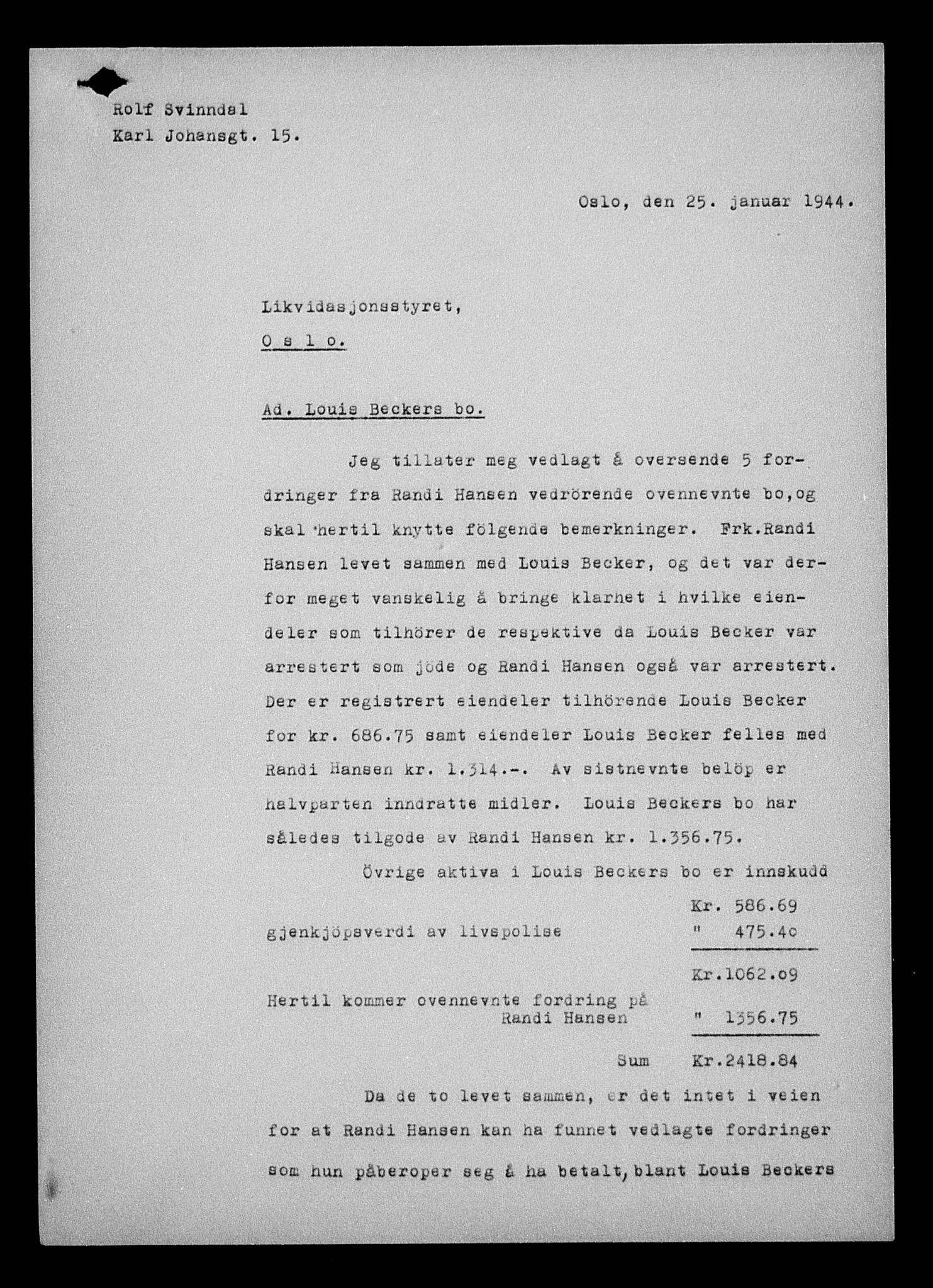 Justisdepartementet, Tilbakeføringskontoret for inndratte formuer, AV/RA-S-1564/H/Hc/Hcd/L0990: --, 1945-1947, p. 498